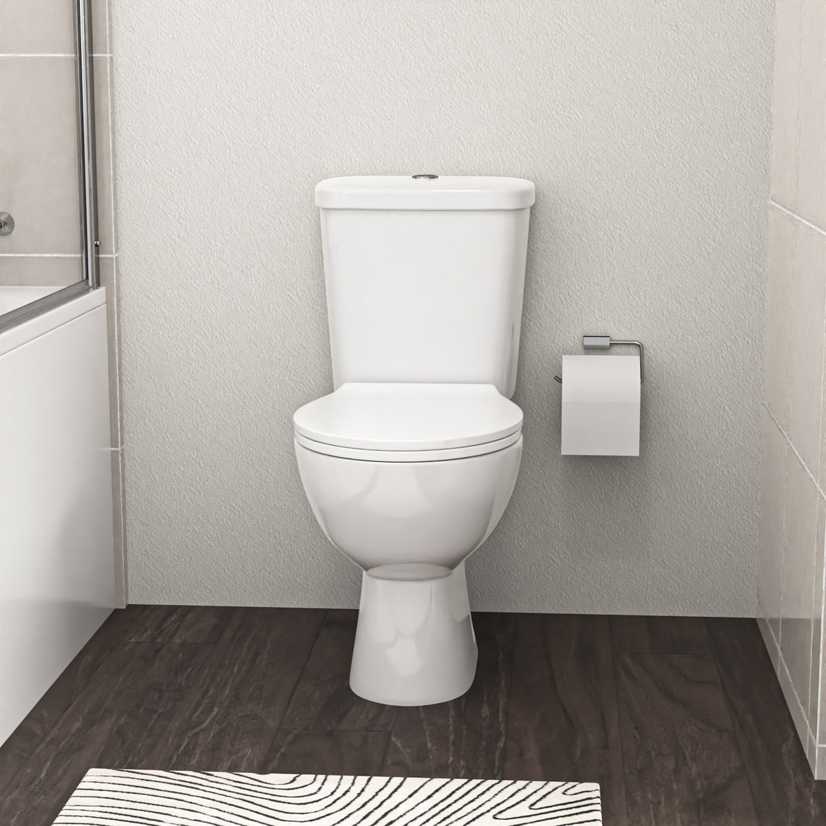 1700mm Round Bath With 550mm Vanity & Toilet, Bath Filler & Basin Mixer Tap