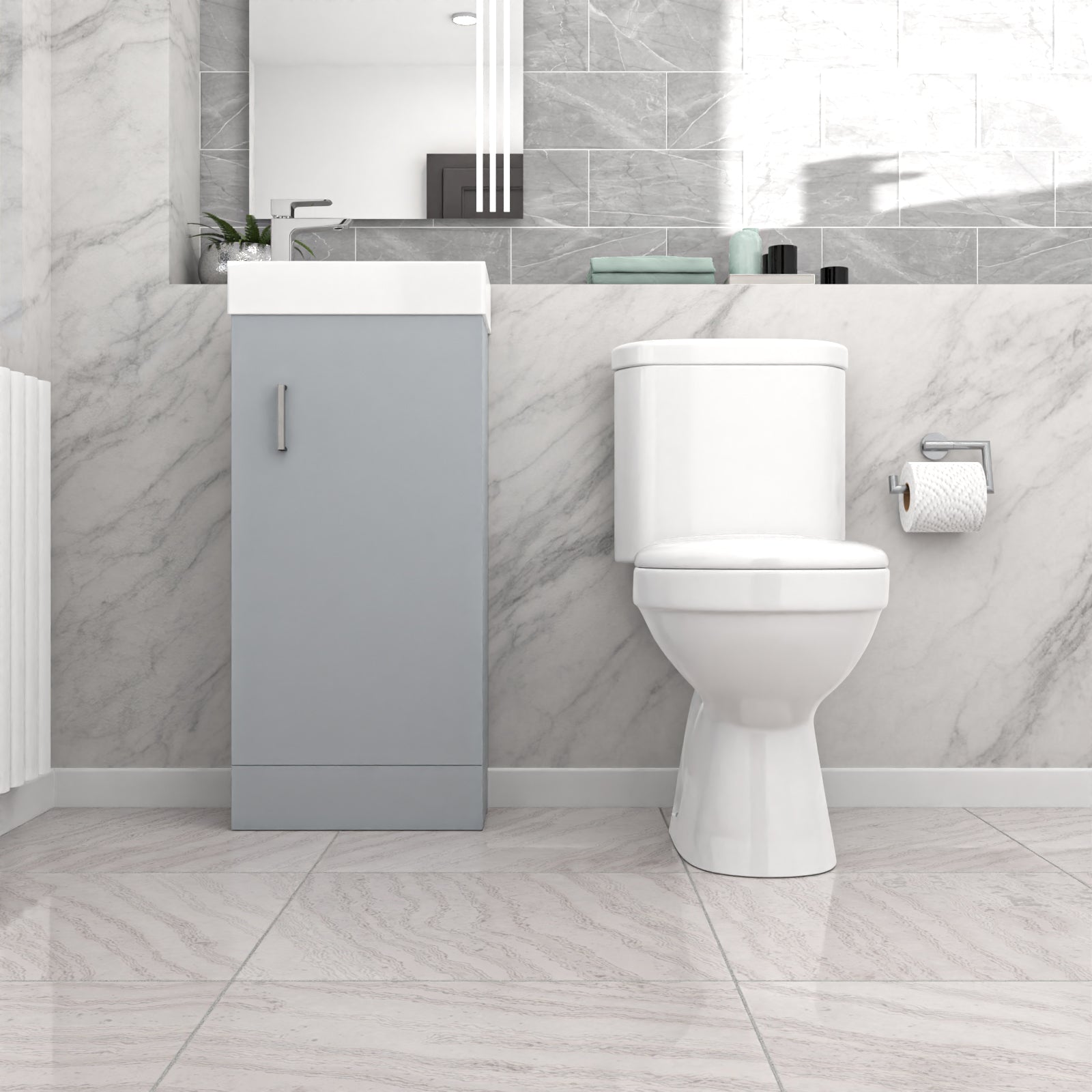 Matte Grey 400mm Basin Sink Vanity Unit and WC Toilet Pan