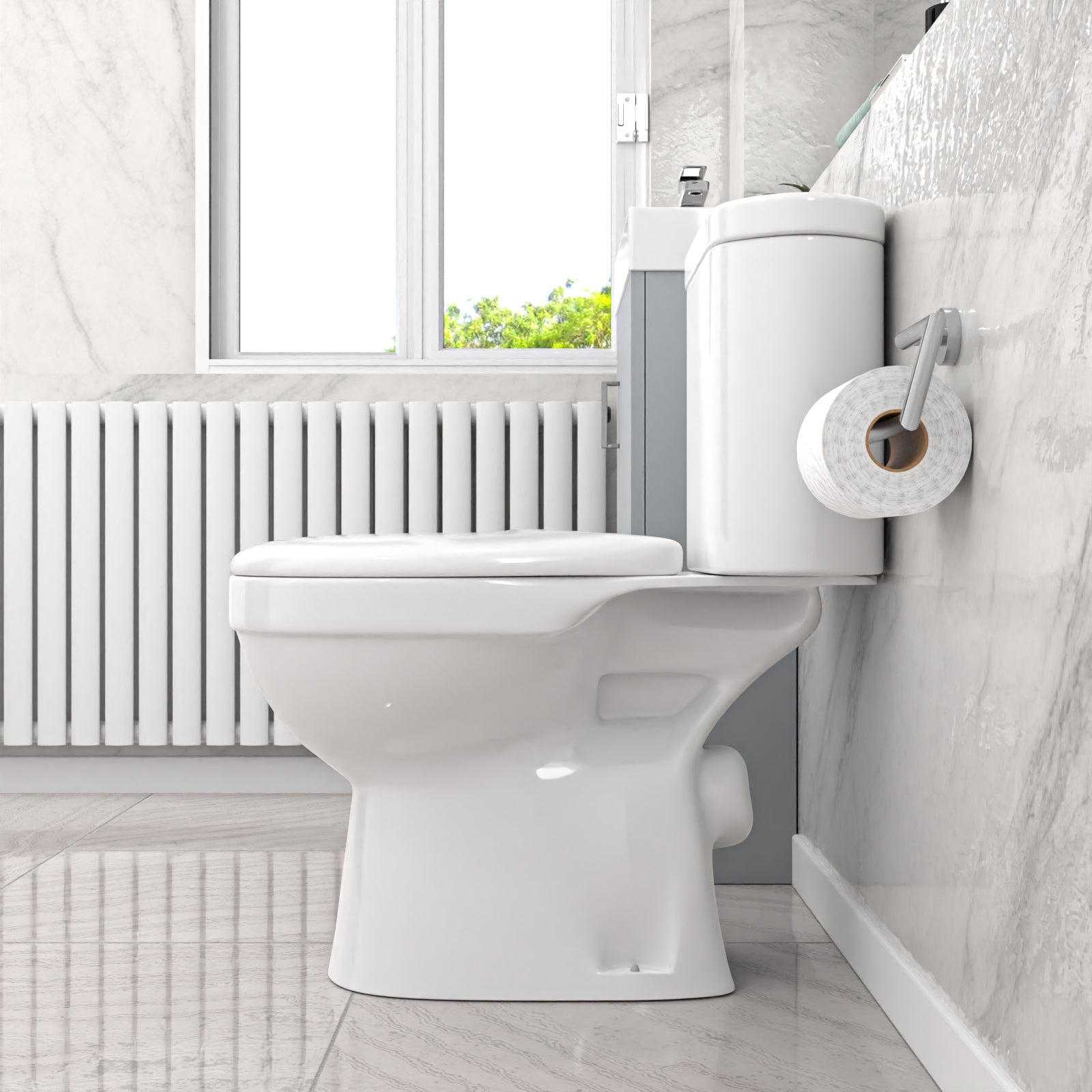 Matte Grey 400mm Basin Sink Vanity Unit and WC Toilet Pan