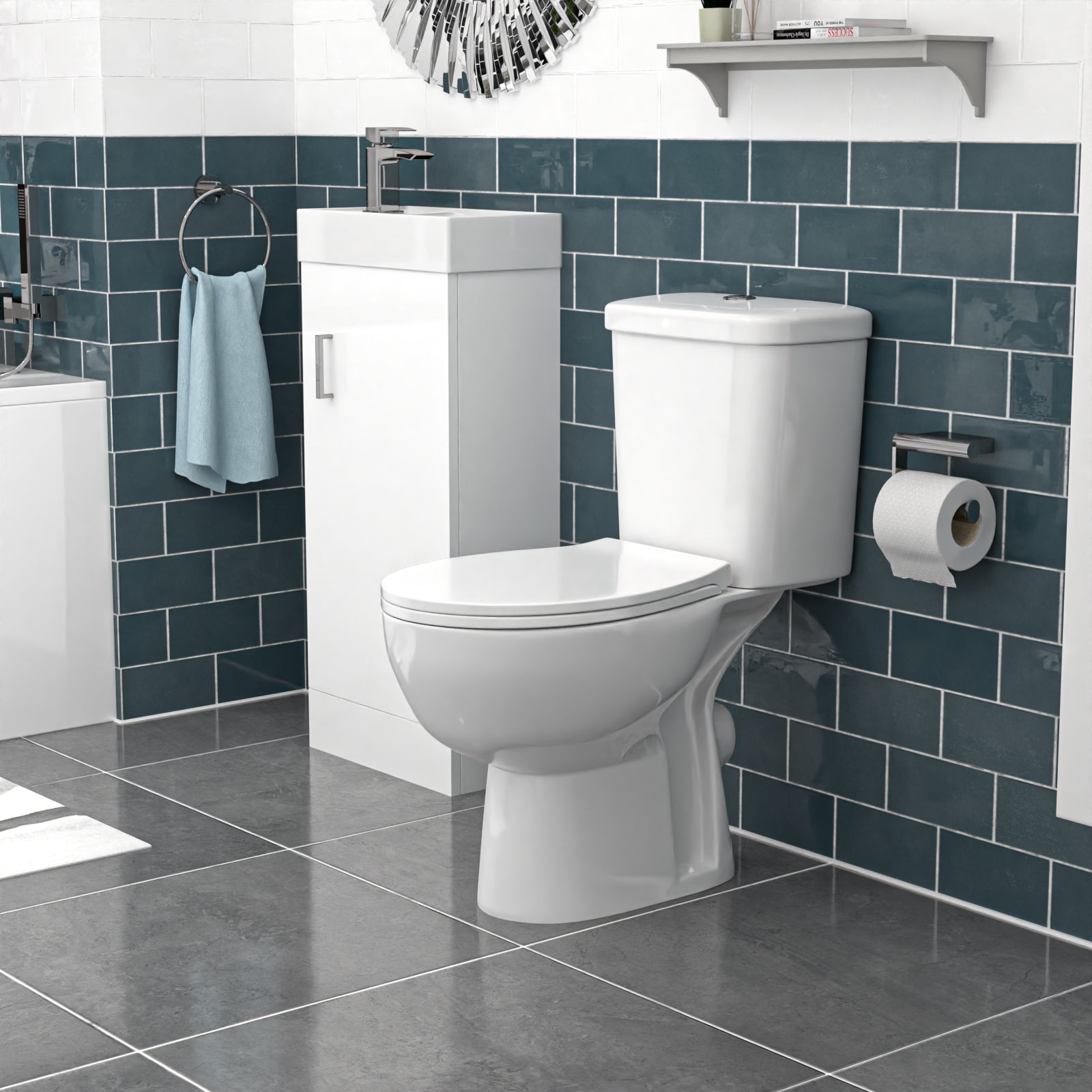 Nanuya White 400mm Basin Sink Vanity Unit and WC Toilet Set