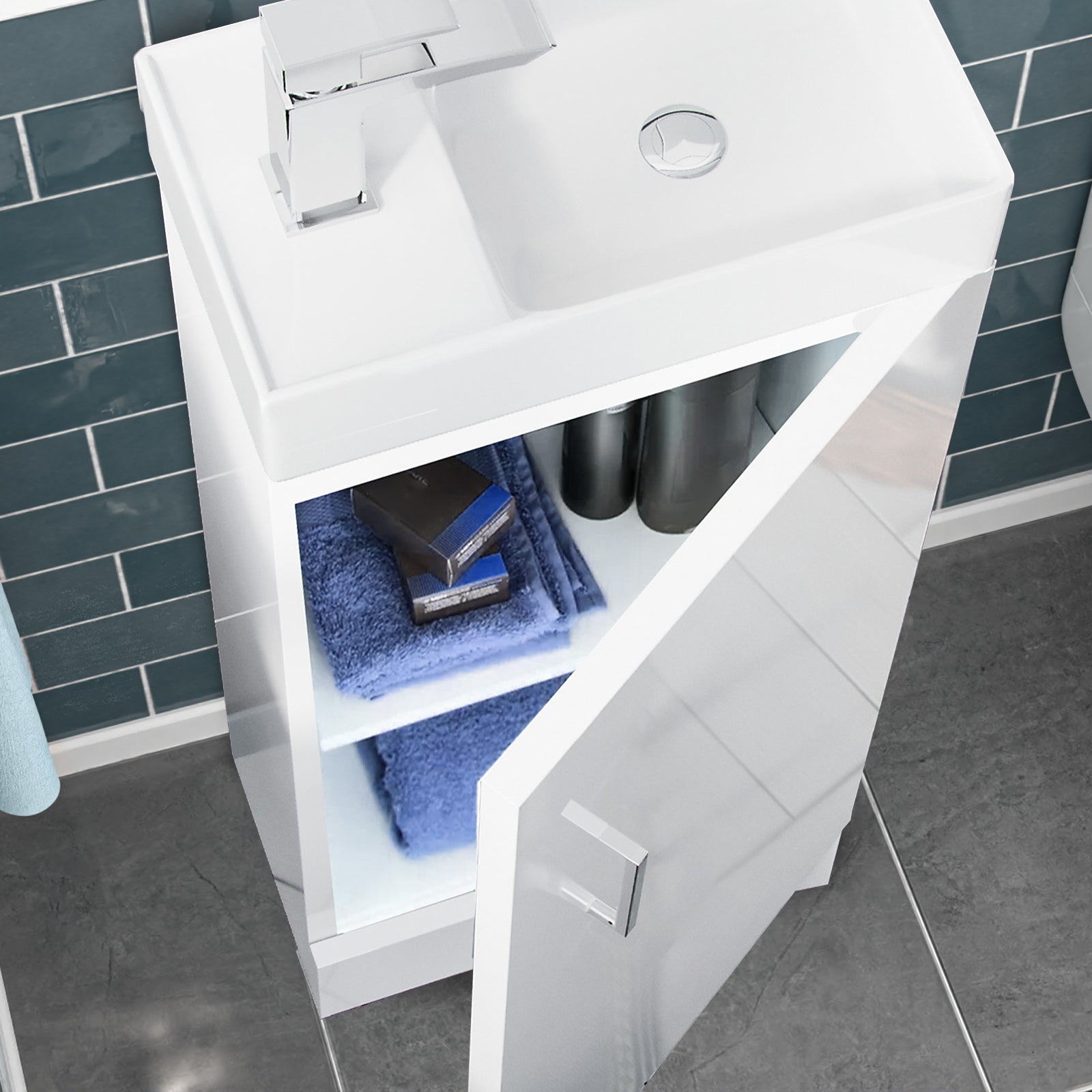 Nanuya White 400mm Basin Sink Vanity Unit and WC Toilet Set