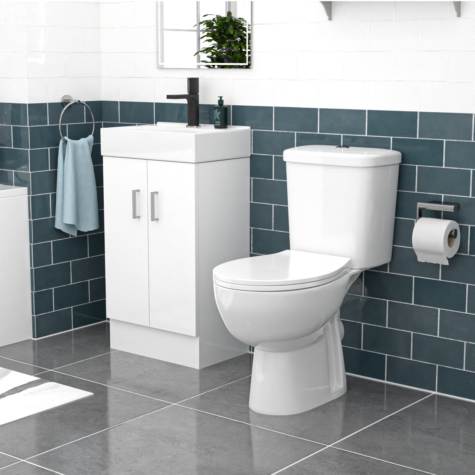 Nanuya 450mm Basin Vanity, Close Coupled Toilet Round Bath Front & End Panel