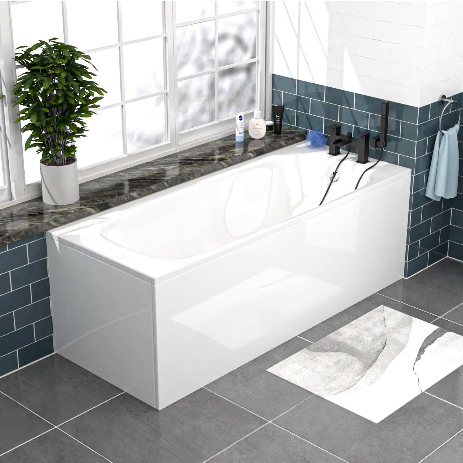 Nanuya 450mm Basin Vanity, Close Coupled Toilet Round Bath Front & End Panel