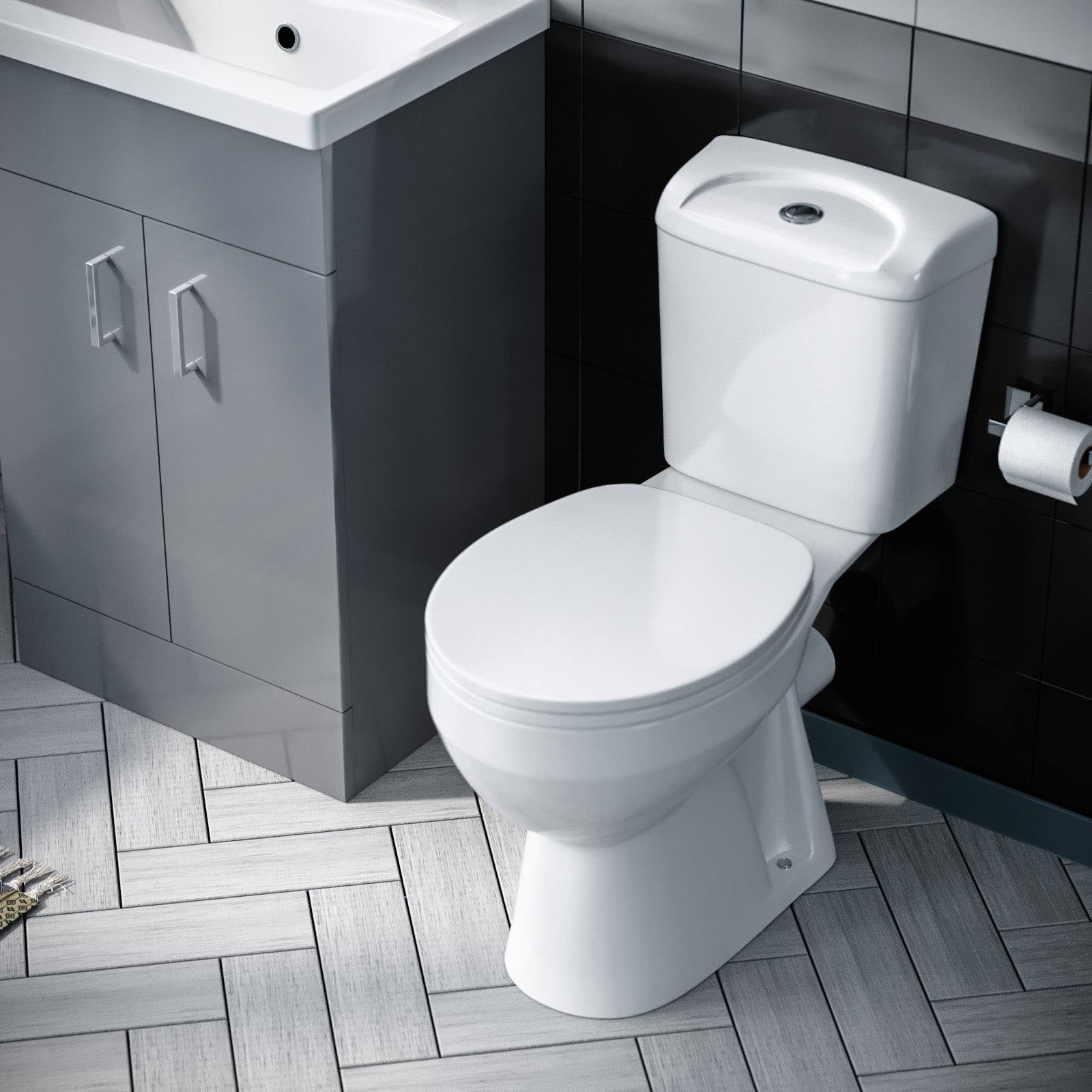 Nanuya 510mm Grey Floor Standing Vanity With 2 Doors, WC Toilet Pan & Basin