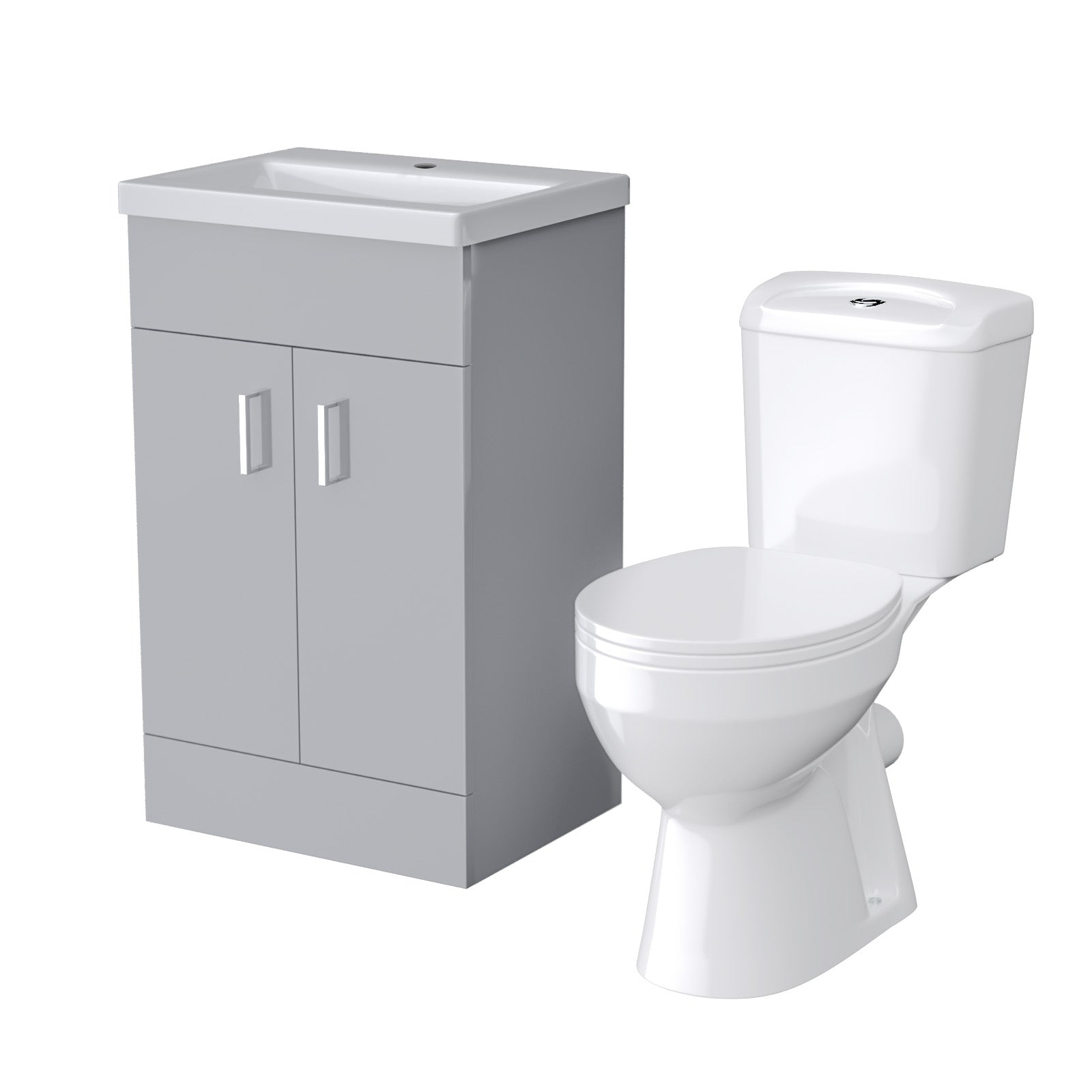 Nanuya 510mm Grey Floor Standing Vanity With 2 Doors, WC Toilet Pan & Basin