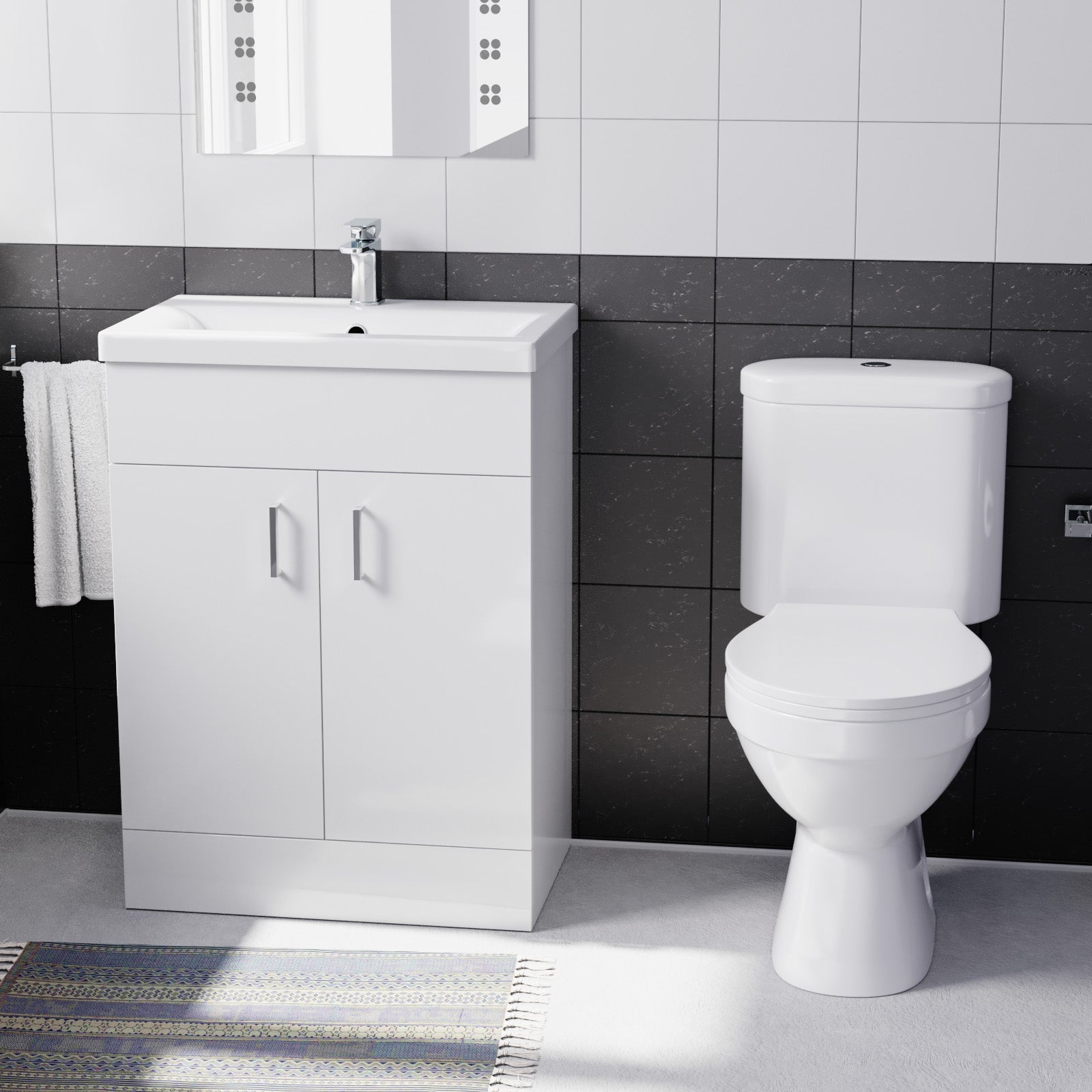 Nanuya 500mm Flat Pack Vanity & WC Toilet Pan