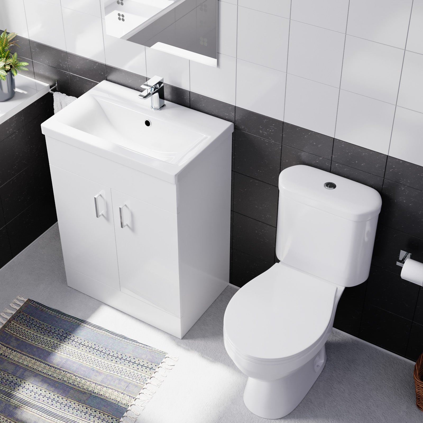 Nanuya 500mm Flat Pack Vanity & WC Toilet Pan