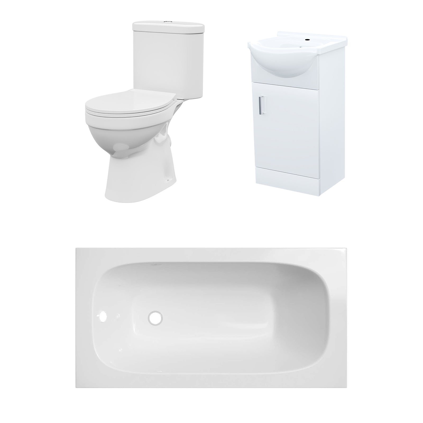 Bathroom Suite 1400mm Round Bathtub With 450mm Freestanding Vanity and Toilet