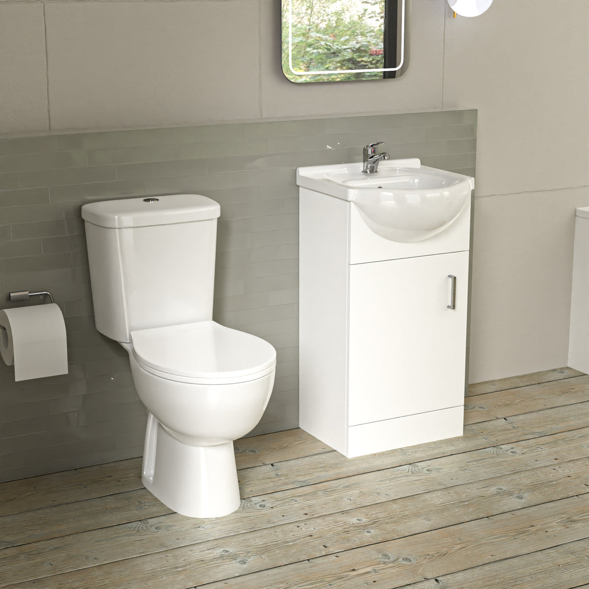 Bathroom Suite 1400mm Square Bathtub With 450mm Freestanding Vanity and Toilet
