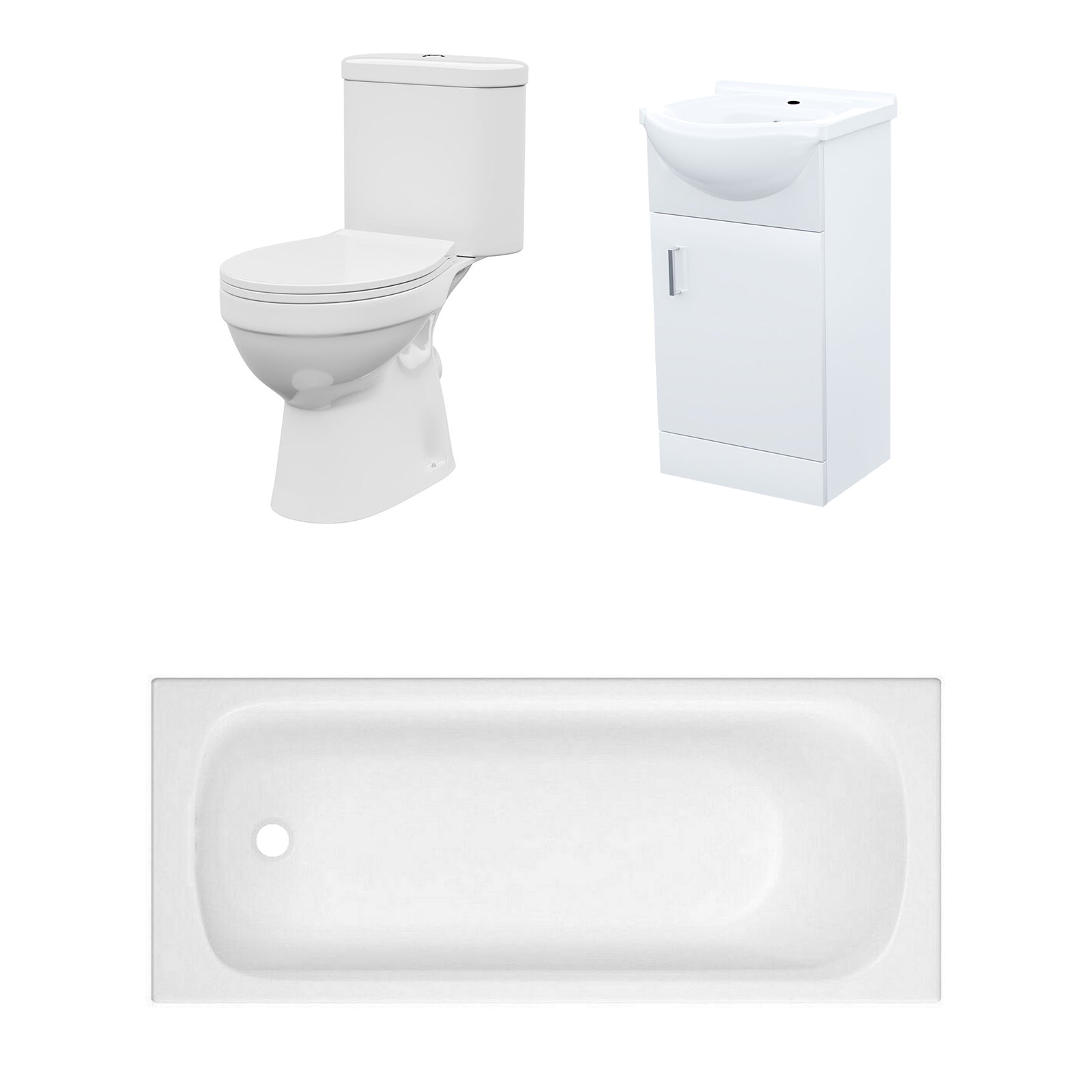 Bathroom Suite 1600mm Round Bathtub With 450mm Freestanding Vanity and Toilet