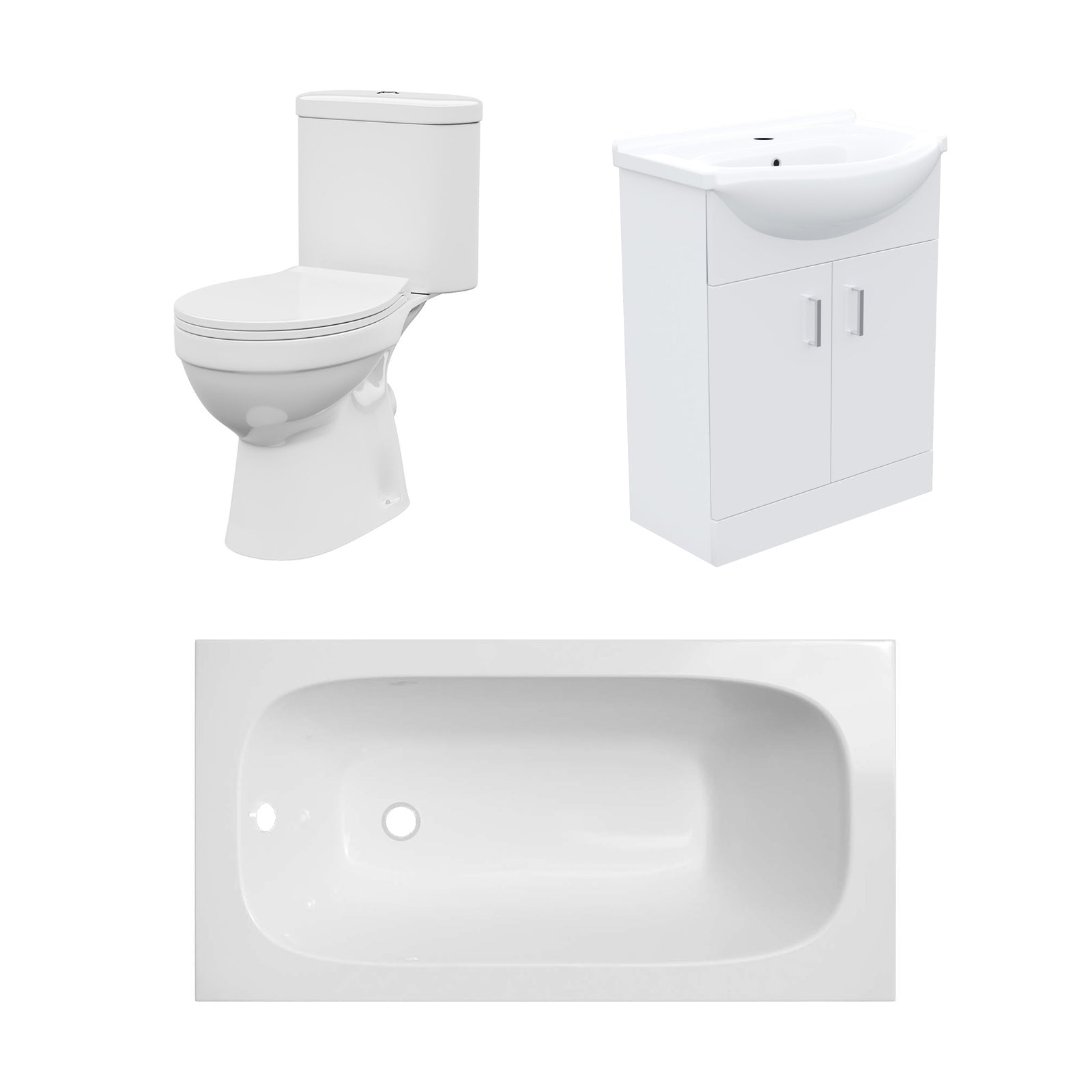 Bathroom Suite 1400mm Round Bathtub With 550mm Freestanding Vanity and Toilet