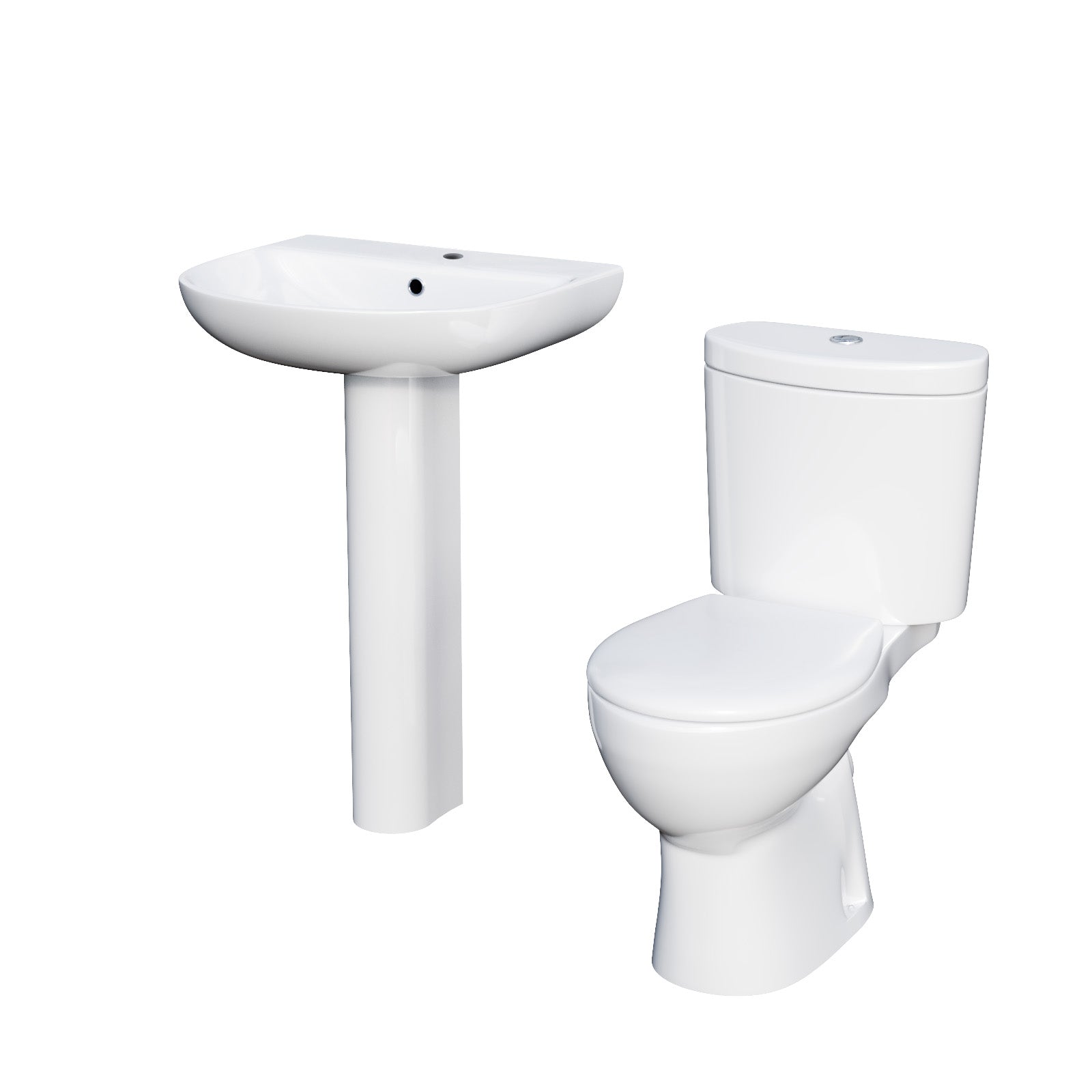 Cloakroom Close Coupled Toilet & 570mm Full Pedestal Basin White