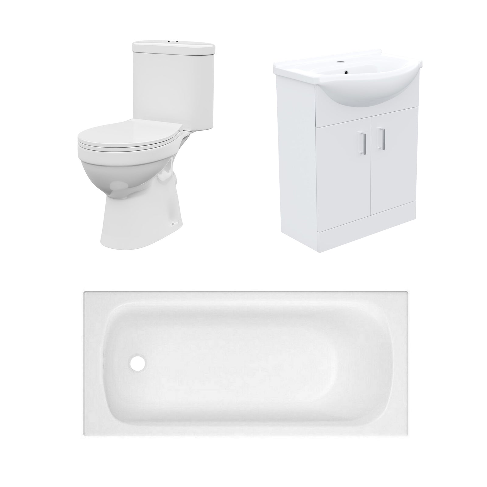 Bathroom Suite 1500mm Round Bathtub With 550mm Freestanding Vanity and Toilet