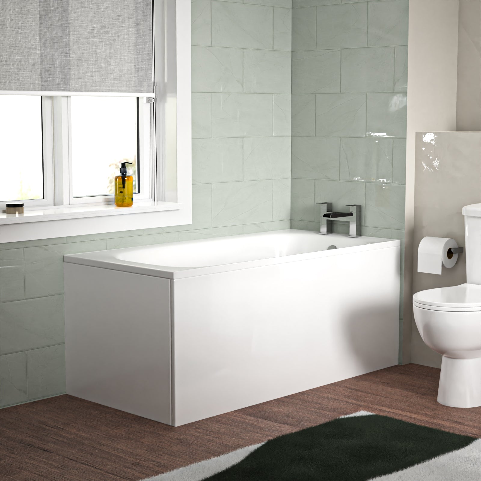 Bathroom Suite 1500mm Round Bathtub With 400mm Freestanding Vanity and Toilet