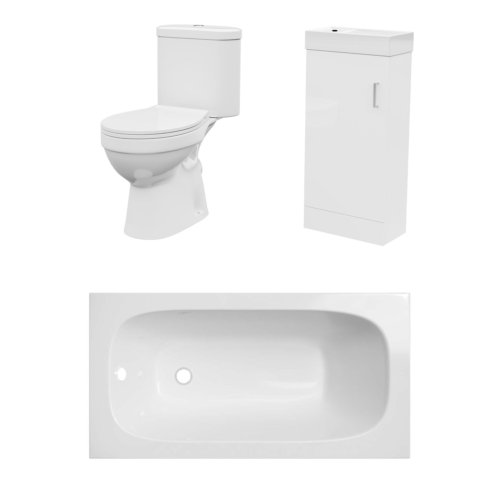 Bathroom Suite 1400mm Round Bathtub With 400mm Freestanding Vanity and Toilet
