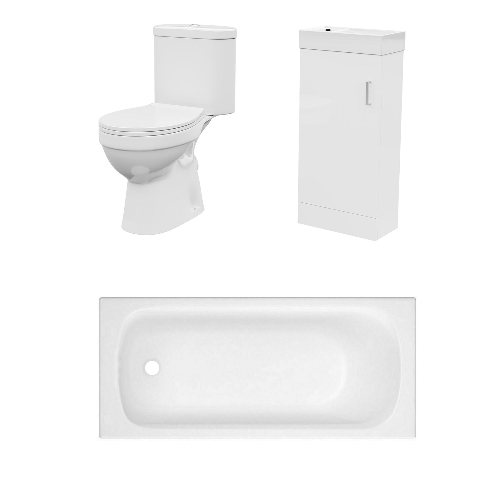 Bathroom Suite 1500mm Round Bathtub With 400mm Freestanding Vanity and Toilet