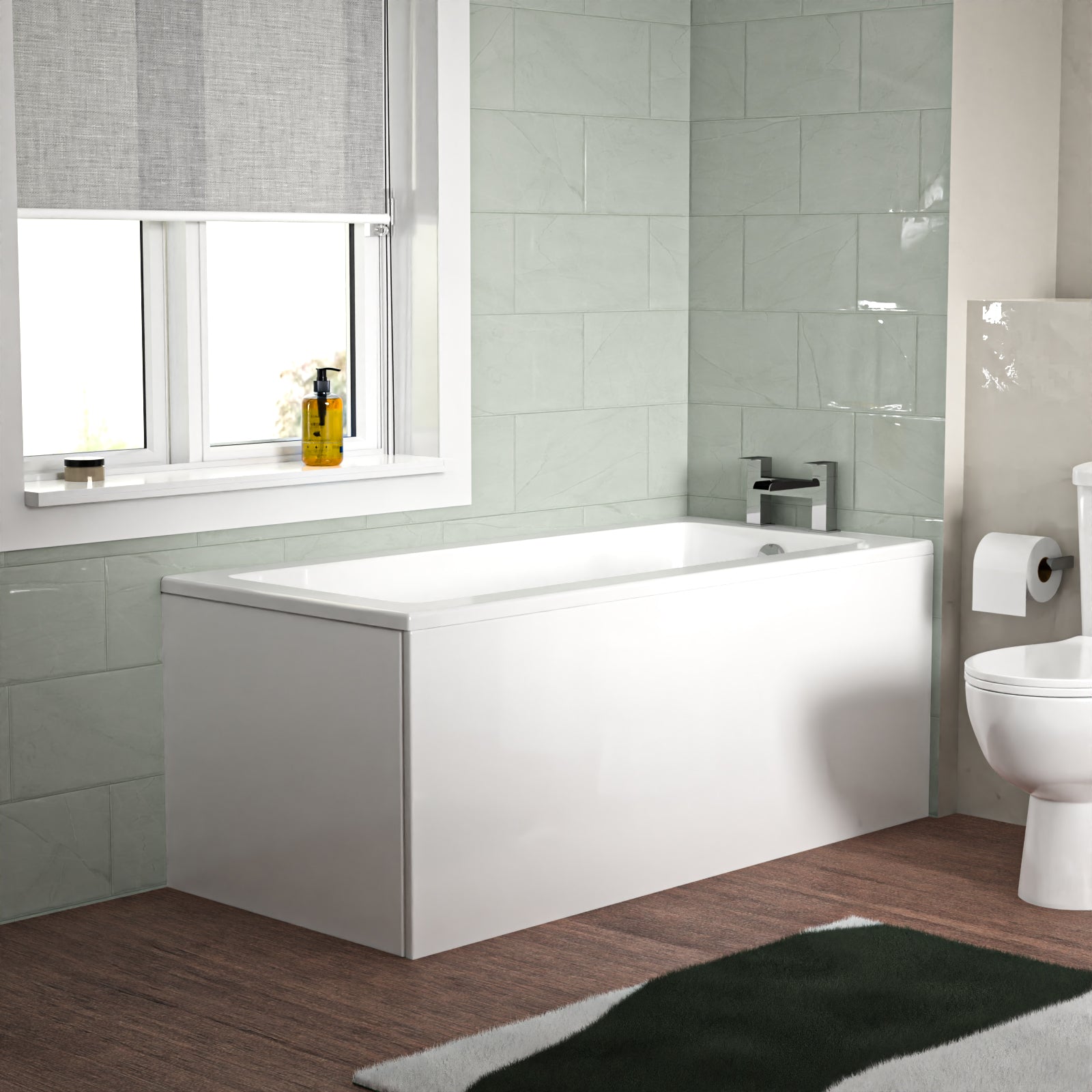 Bathroom Suite 1500mm Square Bathtub With 400mm Freestanding Vanity and Toilet