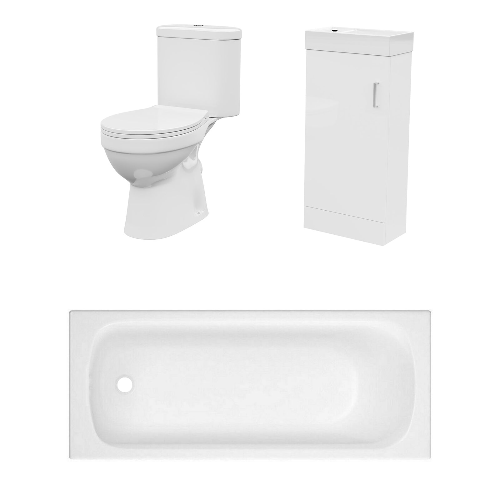 Bathroom Suite 1600mm Round Bathtub With 400mm Freestanding Vanity and Toilet