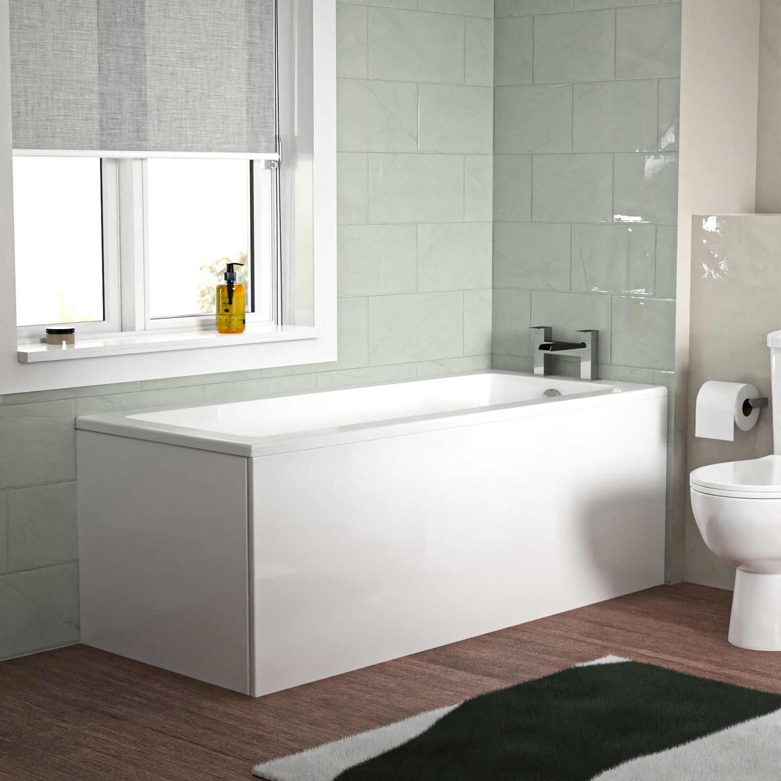 Bathroom Suite 1600mm Square Bathtub With 400mm Freestanding Vanity and Toilet