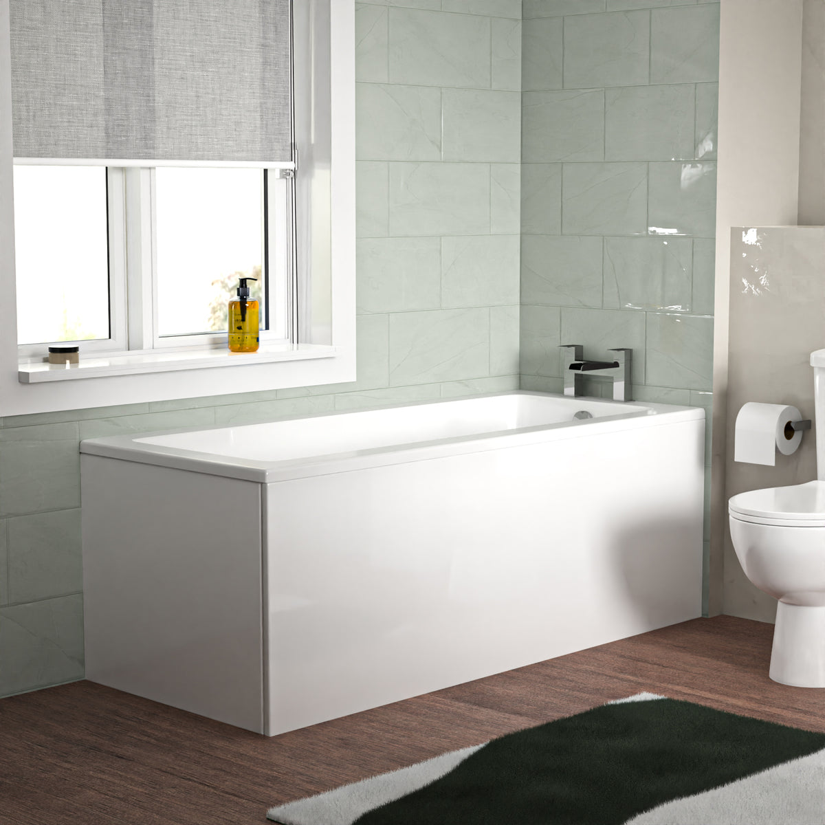 Bathroom Suite 1600mm Square Bathtub With 400mm Freestanding Vanity and Toilet