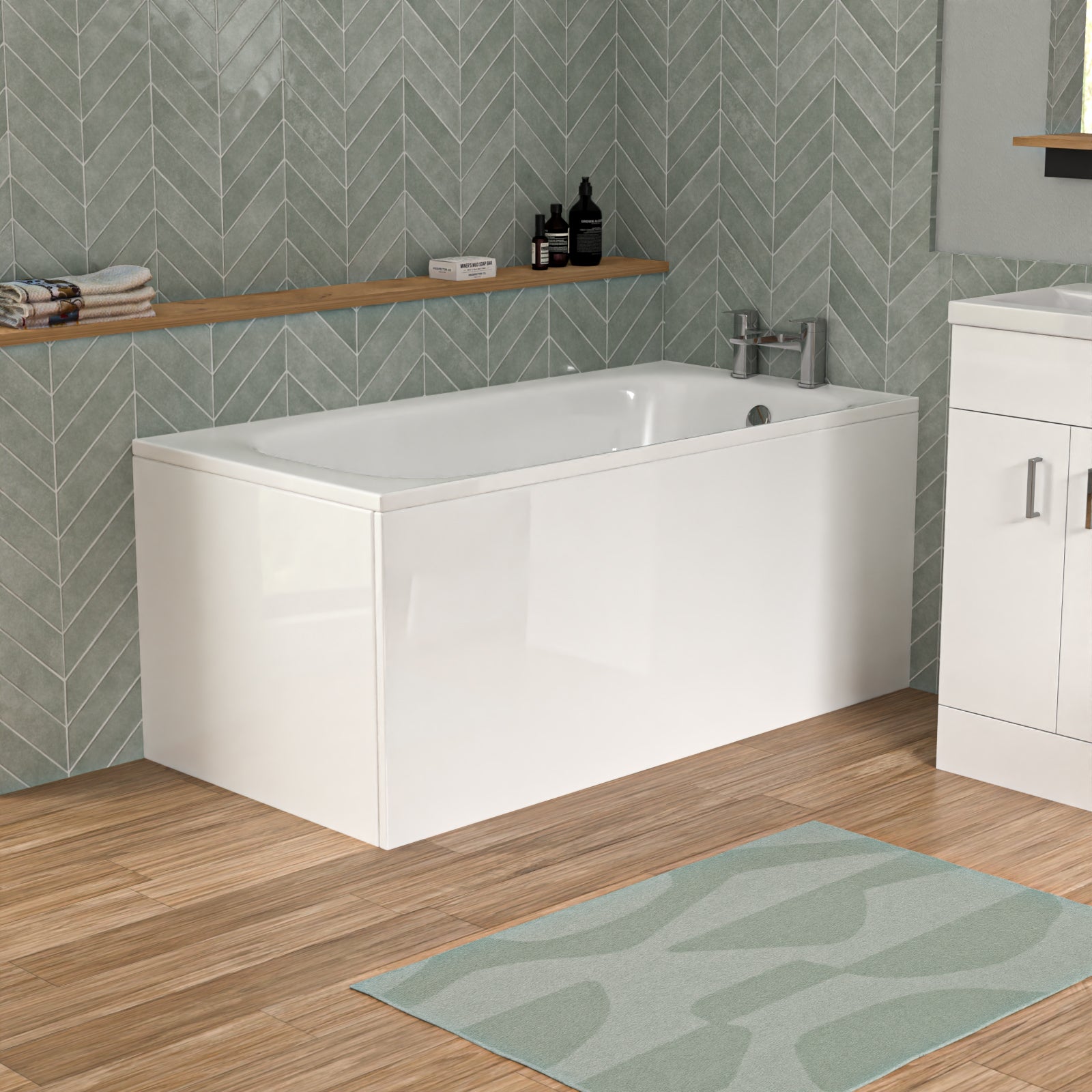 Bathroom Suite 1400mm Round Bathtub With 500mm Freestanding Vanity and Toilet