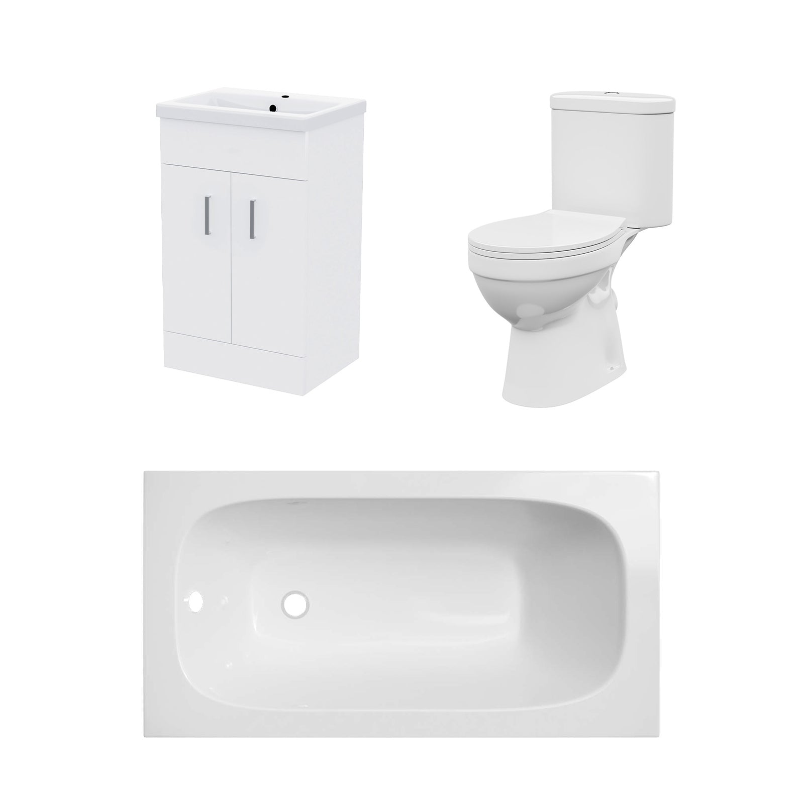 Bathroom Suite 1400mm Round Bathtub With 500mm Freestanding Vanity and Toilet