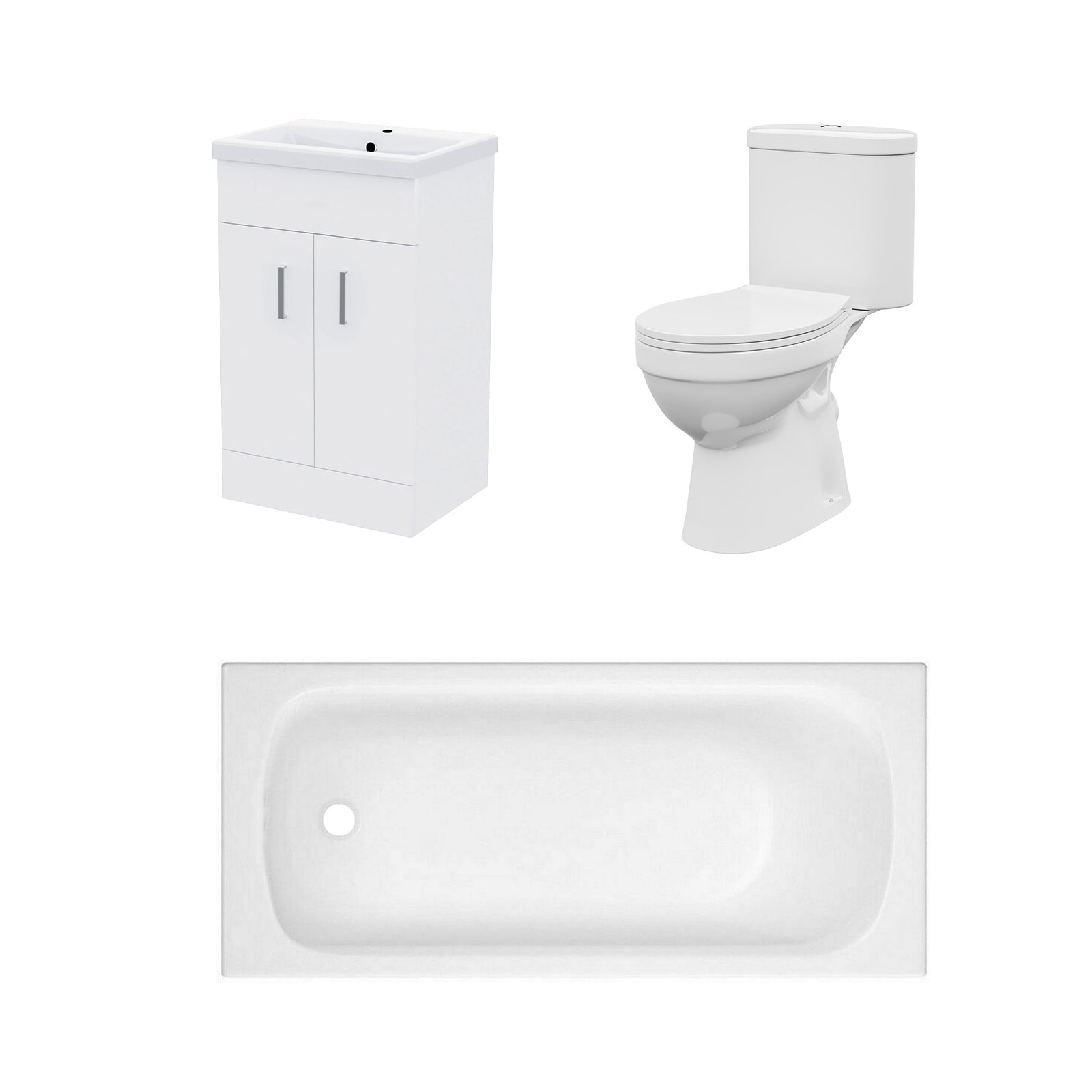 Bathroom Suite 1500mm Round Bathtub With 500mm Freestanding Vanity and Toilet