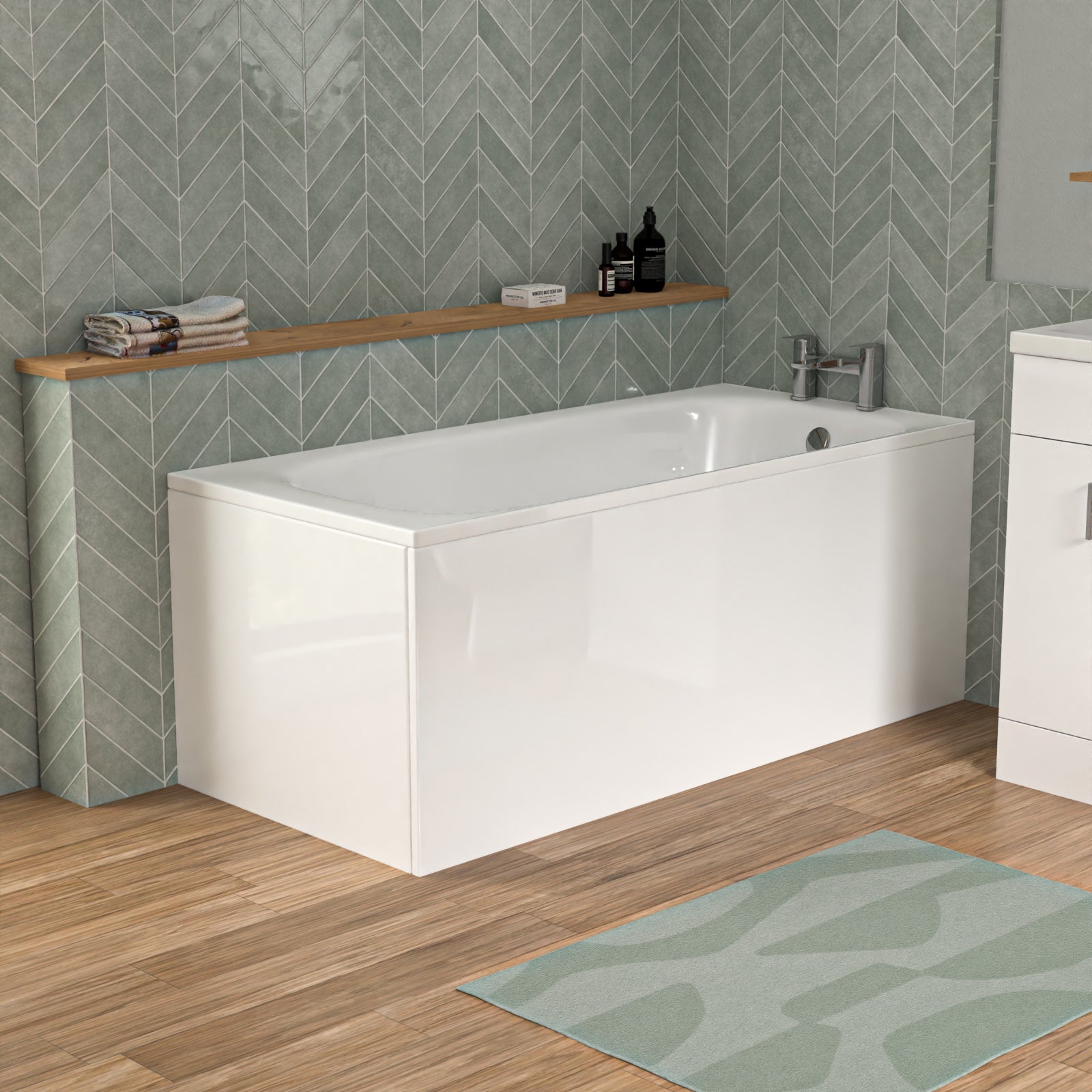 Bathroom Suite 1600mm Round Bathtub With 500mm Freestanding Vanity and Toilet