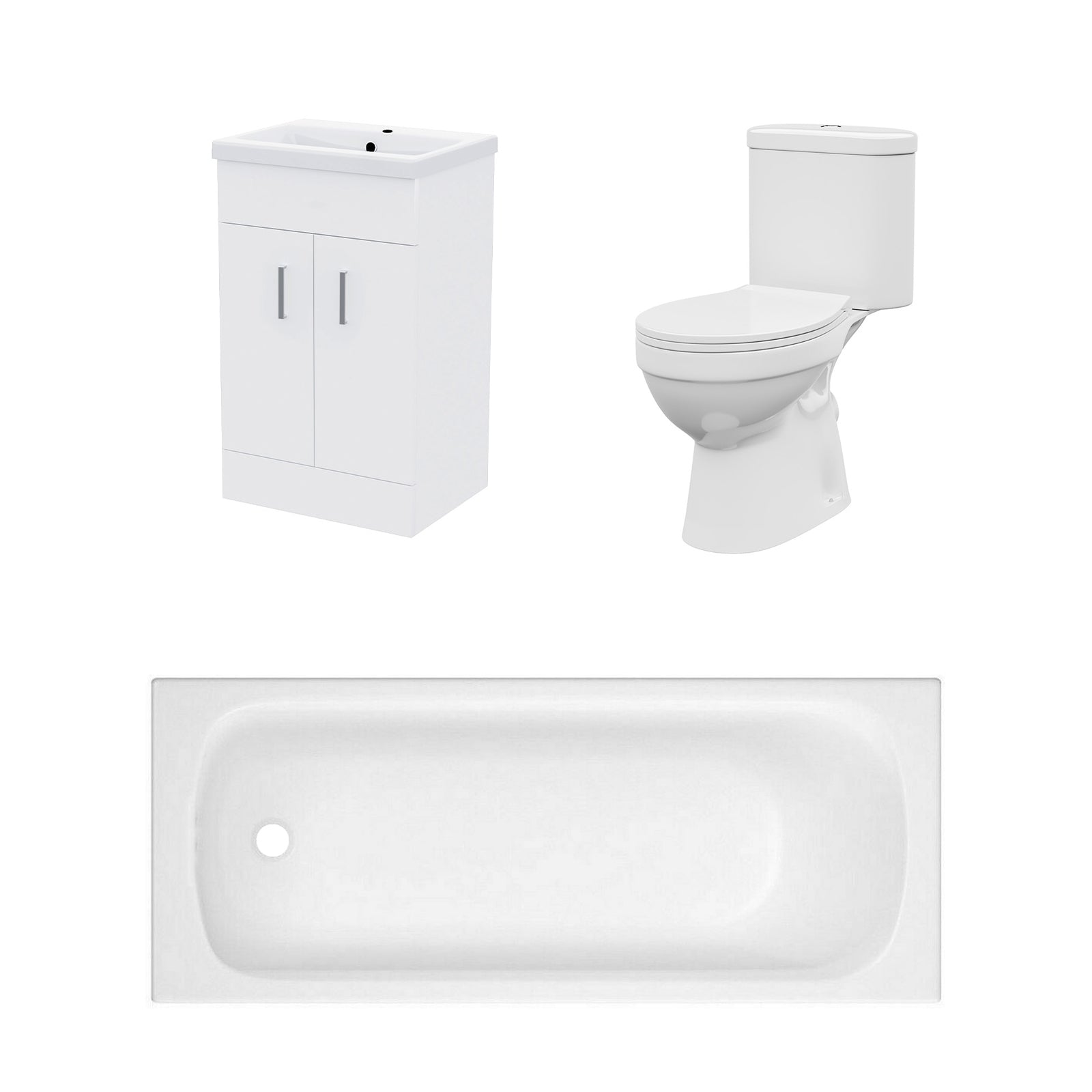 Bathroom Suite 1600mm Round Bathtub With 500mm Freestanding Vanity and Toilet