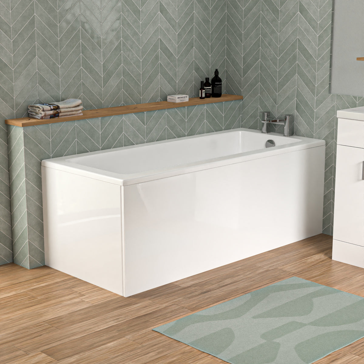 Bathroom Suite 1600mm Square Bathtub With 500mm Freestanding Vanity and Toilet