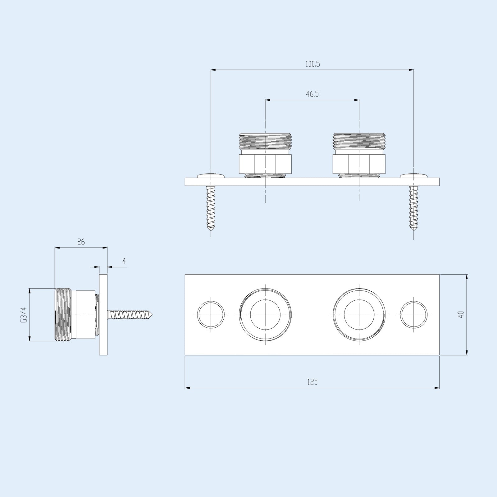 Brushed Brass Easy Fixing Plate Bracket Mini Thermostatic Shower Valve