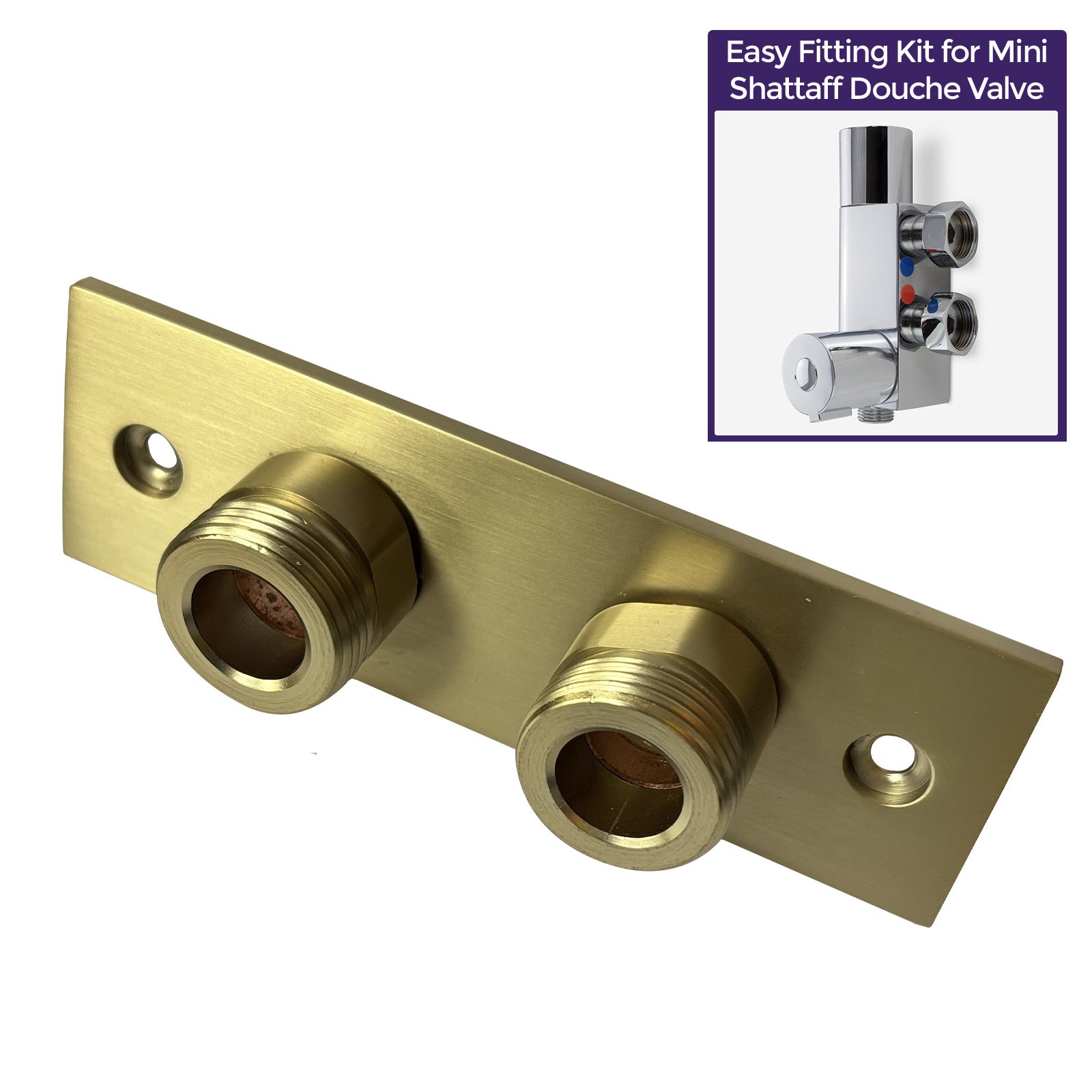 Brushed Brass Easy Fixing Plate Bracket Mini Thermostatic Shower Valve
