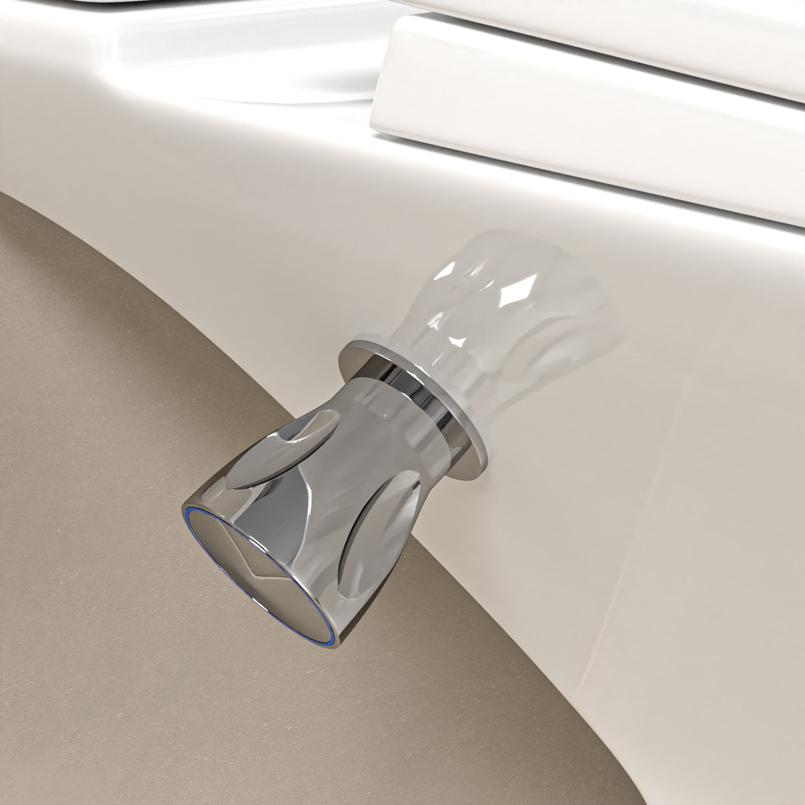 Round Rimless Close Coupled Ceramic Toilet With Integrated Bidet Valve