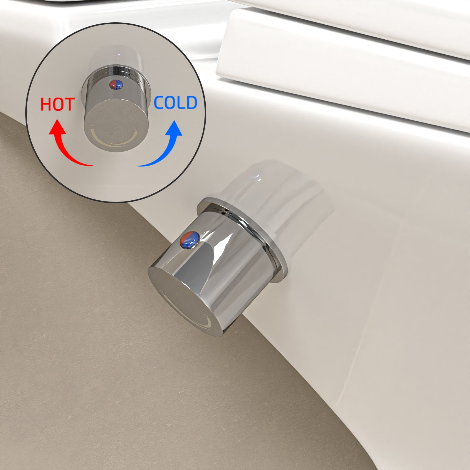 Rimless Close Coupled Toilet With Integrated Hot Cold Bidet Valve