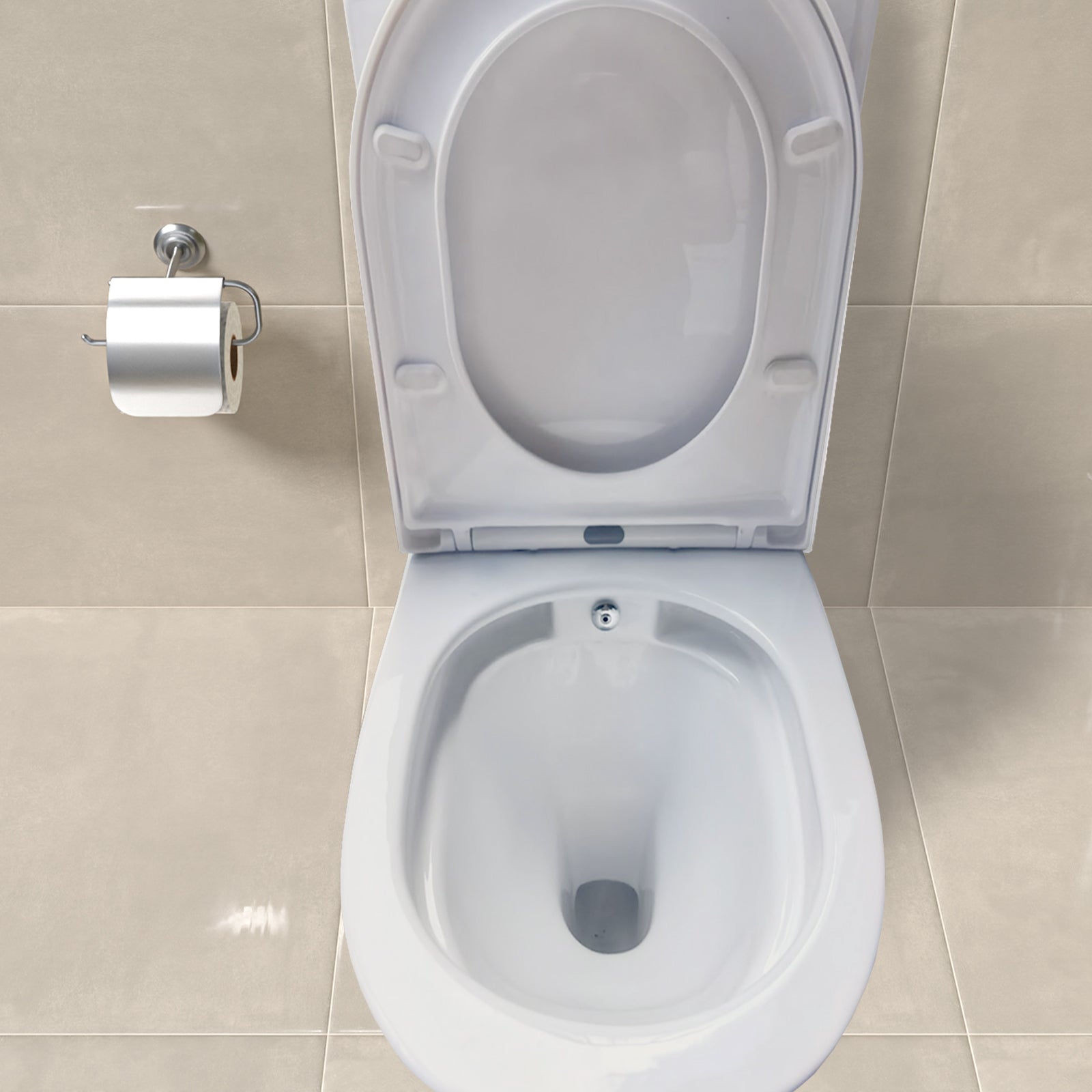 Rimless Close Coupled Toilet With Integrated Hot Cold Bidet Valve