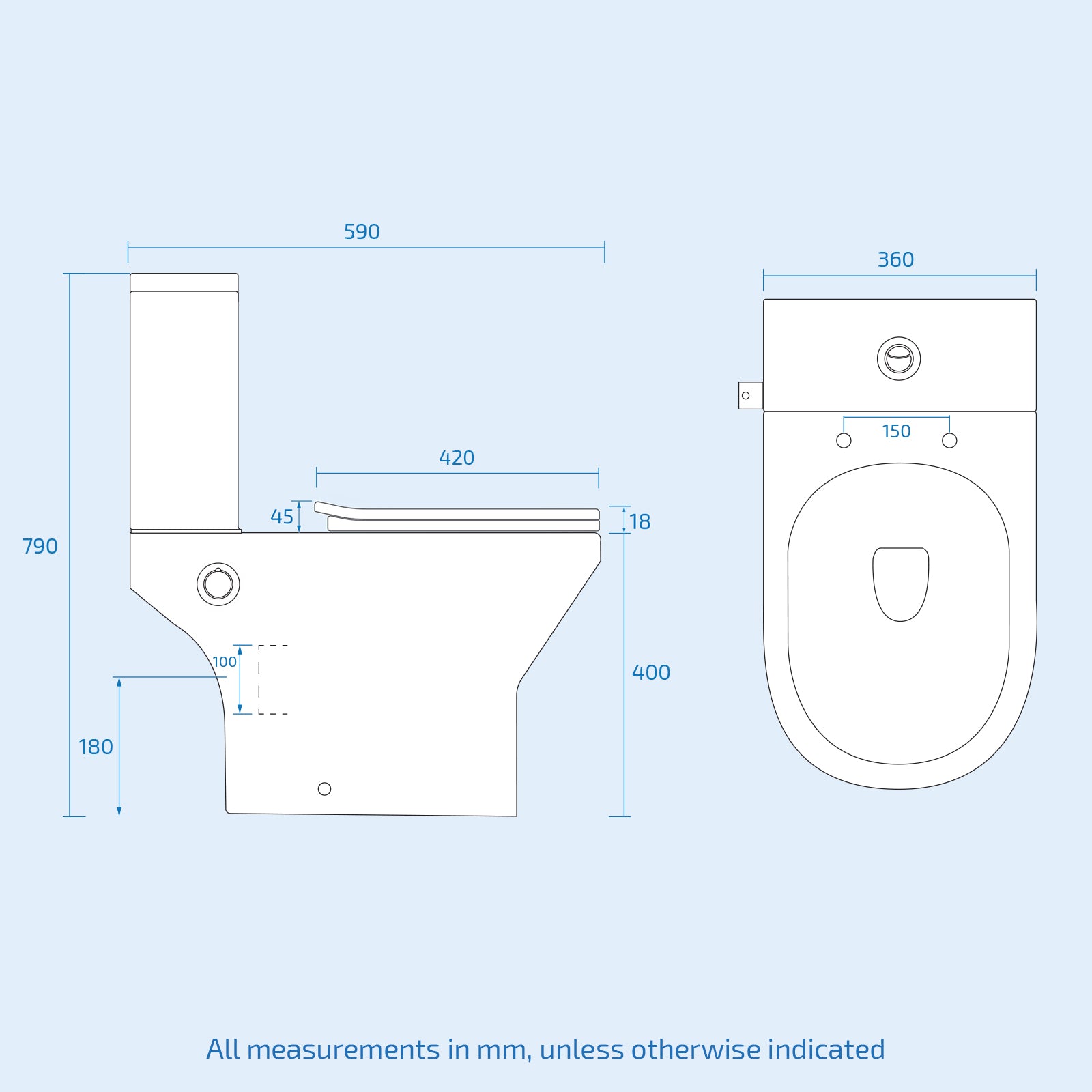 Rimless Close Coupled Toilet With Integrated Hot Cold Bidet Valve