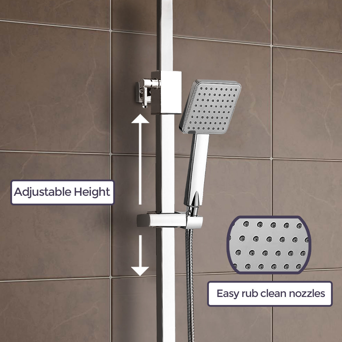 Fawley Square Thermostatic Exposed Twin Head Mixer Shower Set