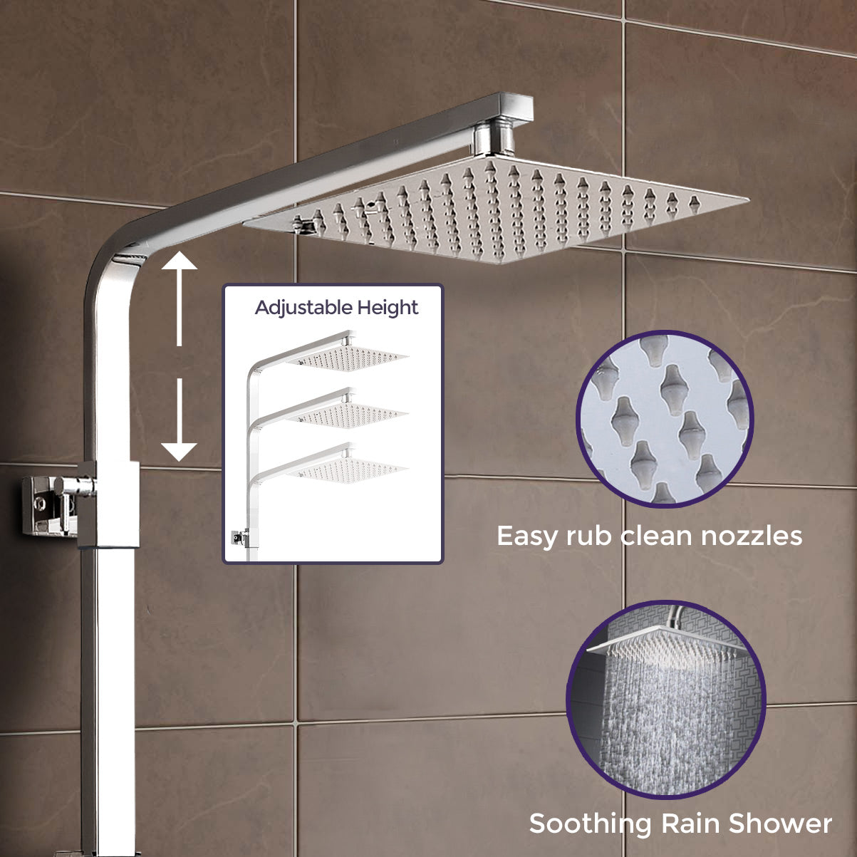 Fawley Square Thermostatic Exposed Twin Head Mixer Shower Set
