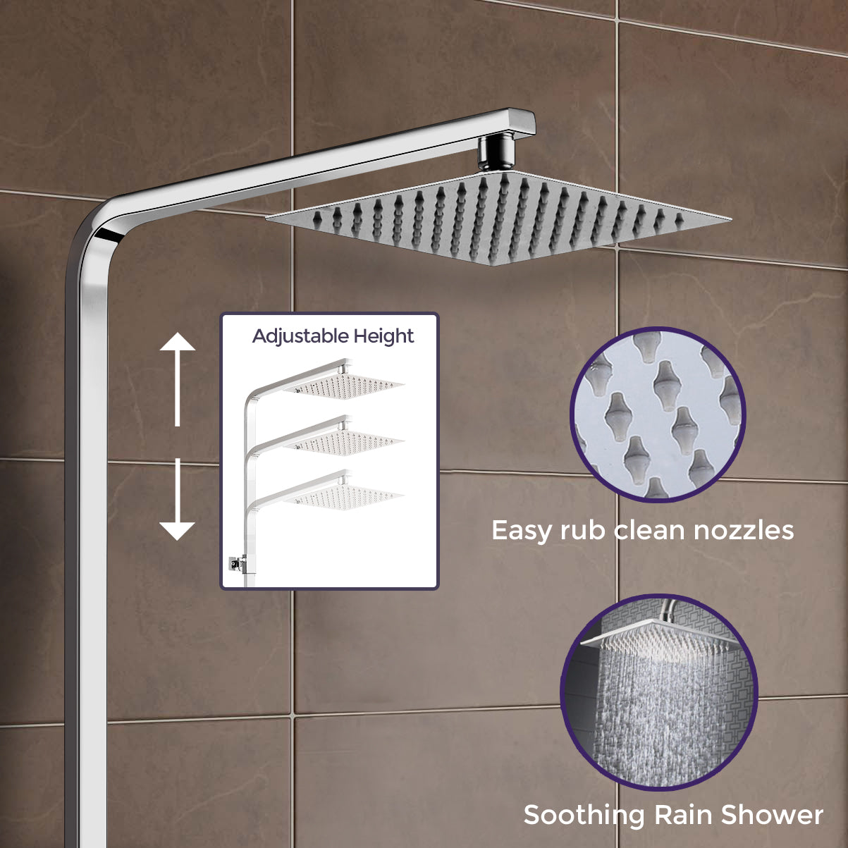 Fawley Square Thermostatic Shower Kit with Bath Filler Chrome