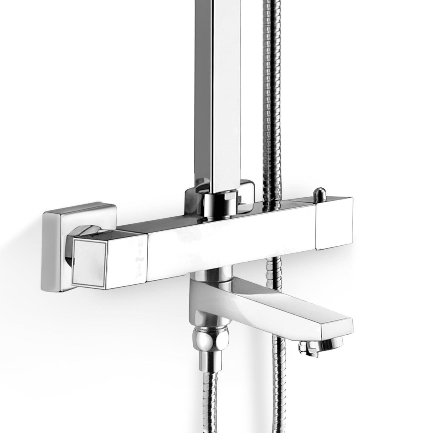 Fawley Square Thermostatic Shower Kit with Bath Filler Chrome