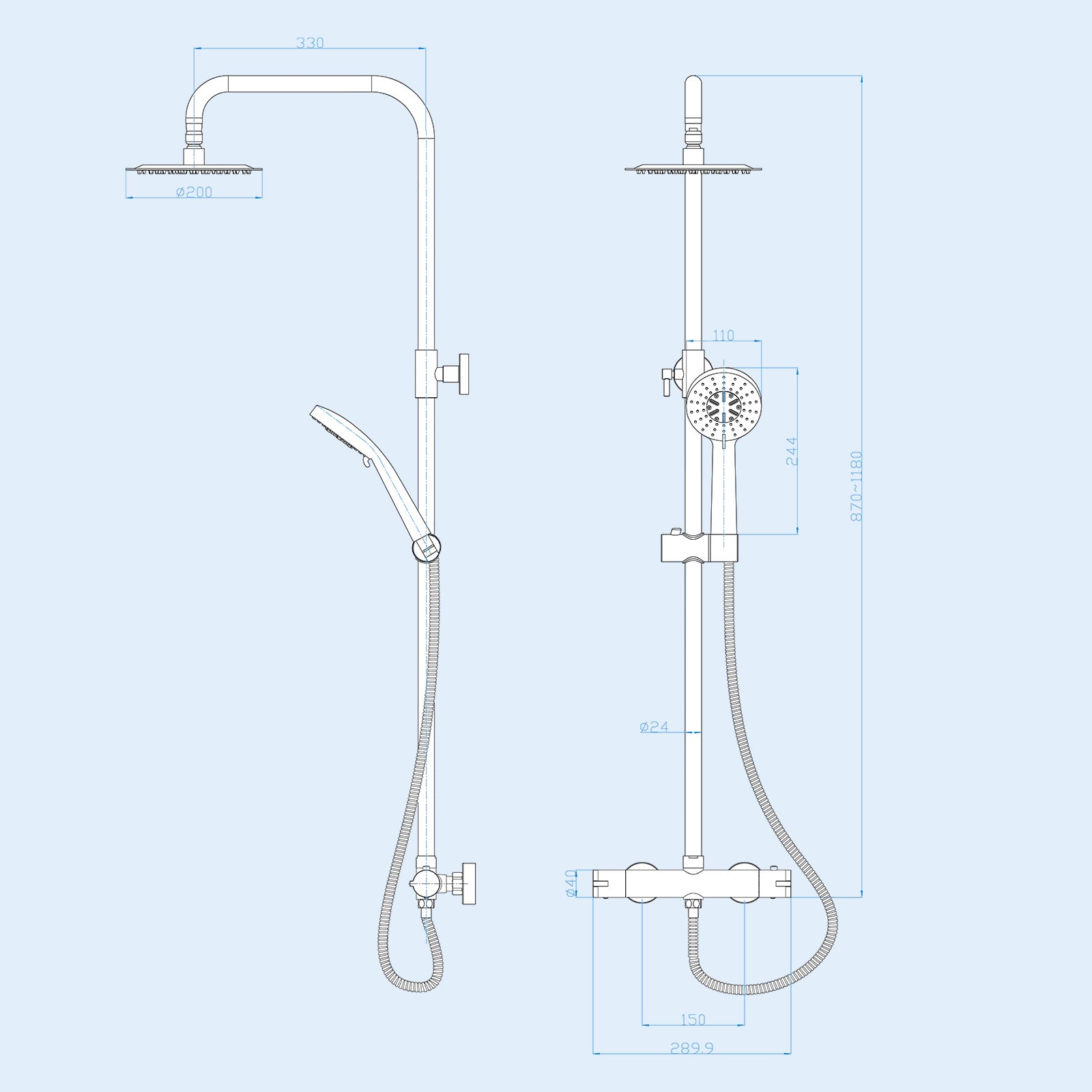 Ellen White Vanity Toilet & Chrome 900mm Quadrant Enclosure Tray with Exposed Shower