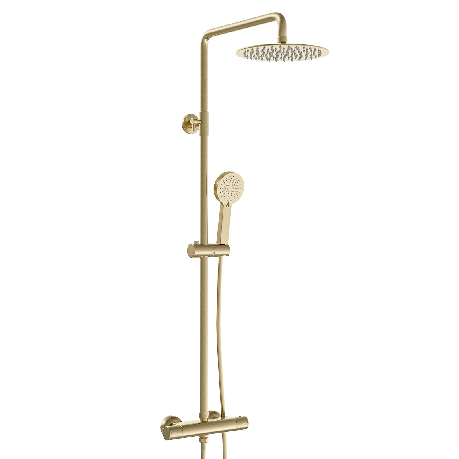 Ellen White Vanity Toilet & Brushed Brass 900mm Quadrant Enclosure Tray with Exposed Shower