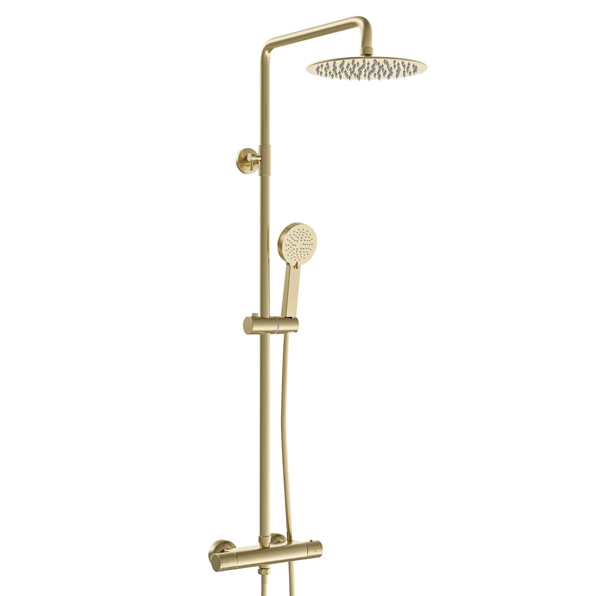 Bathroom Suite - Alaska 1700mm Square Single Ended Bathtub with Screen, 600mm 2 Drawer Basin Vanity & Close Coupled Toilet - Set with Brushed Brass Fittings