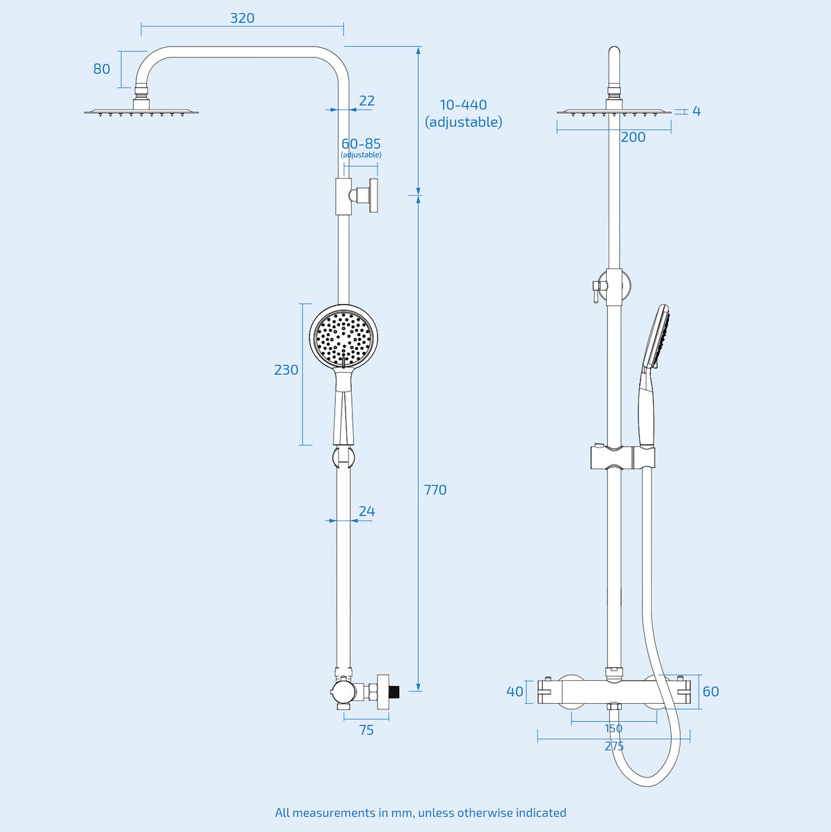 Ellen 550mm Freestanding Vanity with Close Coupled Toilet, Shower Bath & Taps Set