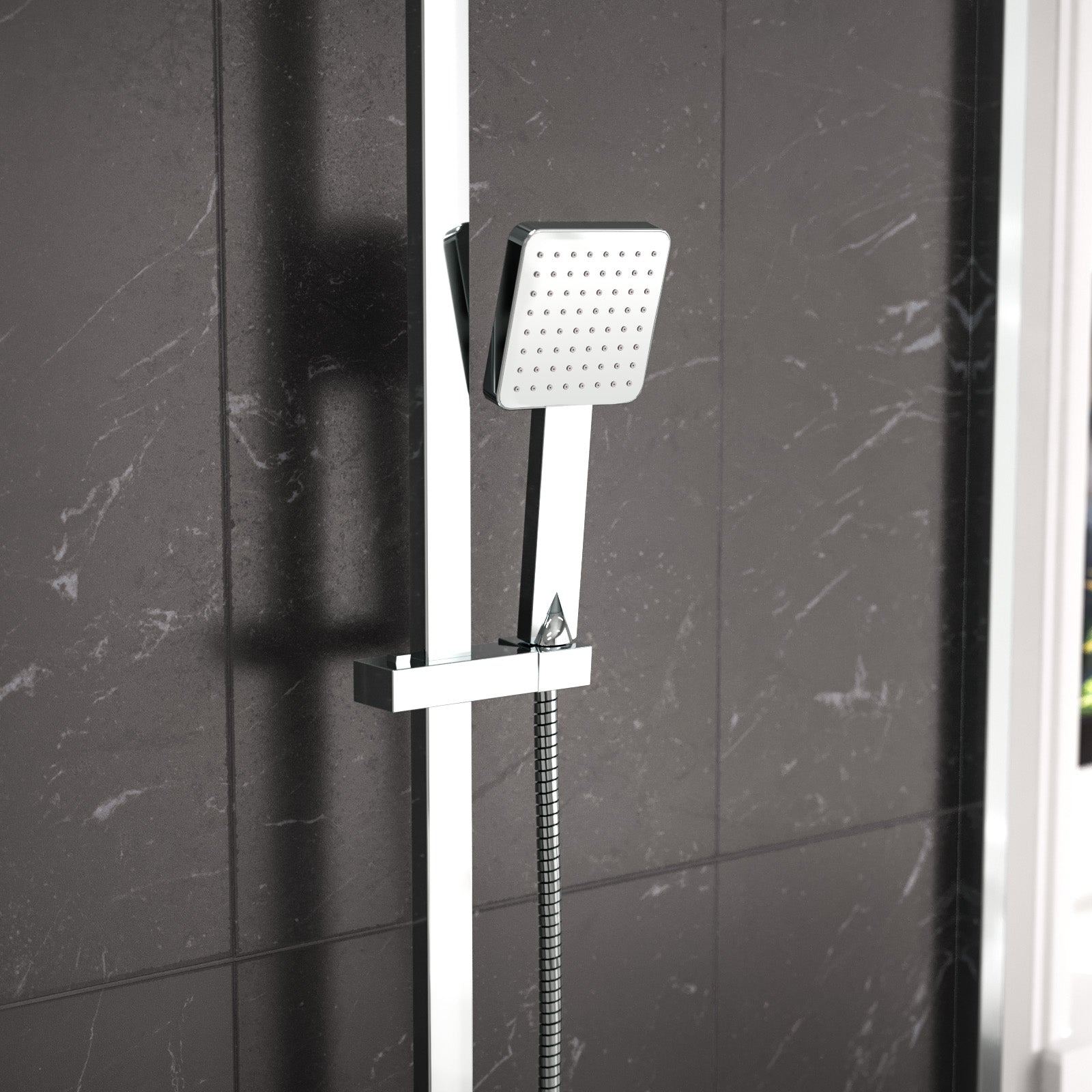 Modern Square Exposed Thermostatic Mixer Shower Set  Shower Head and Handheld