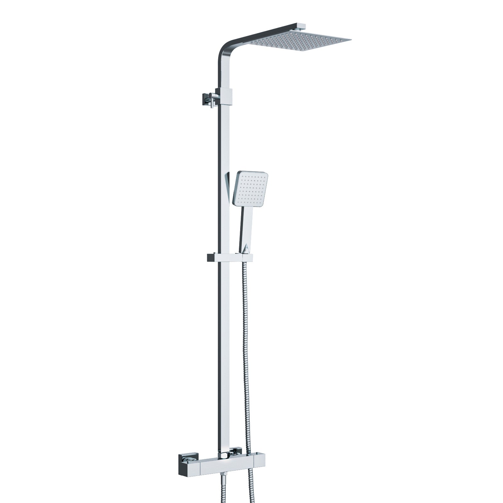 Senore White 1700mm Left Hand P-Shaped Bath, Basin Vanity & Toilet, Mixer Shower With Tap Waste Set