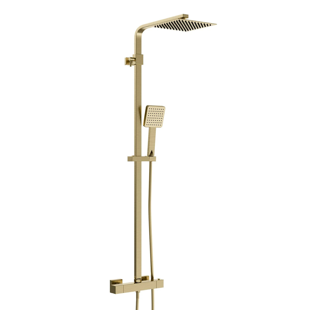 Bathroom Suite - Alaska 1700mm Bathtub with Bath Screen, 600mm Basin Vanity & Close Coupled Toilet Set with Brushed Brass Fittings