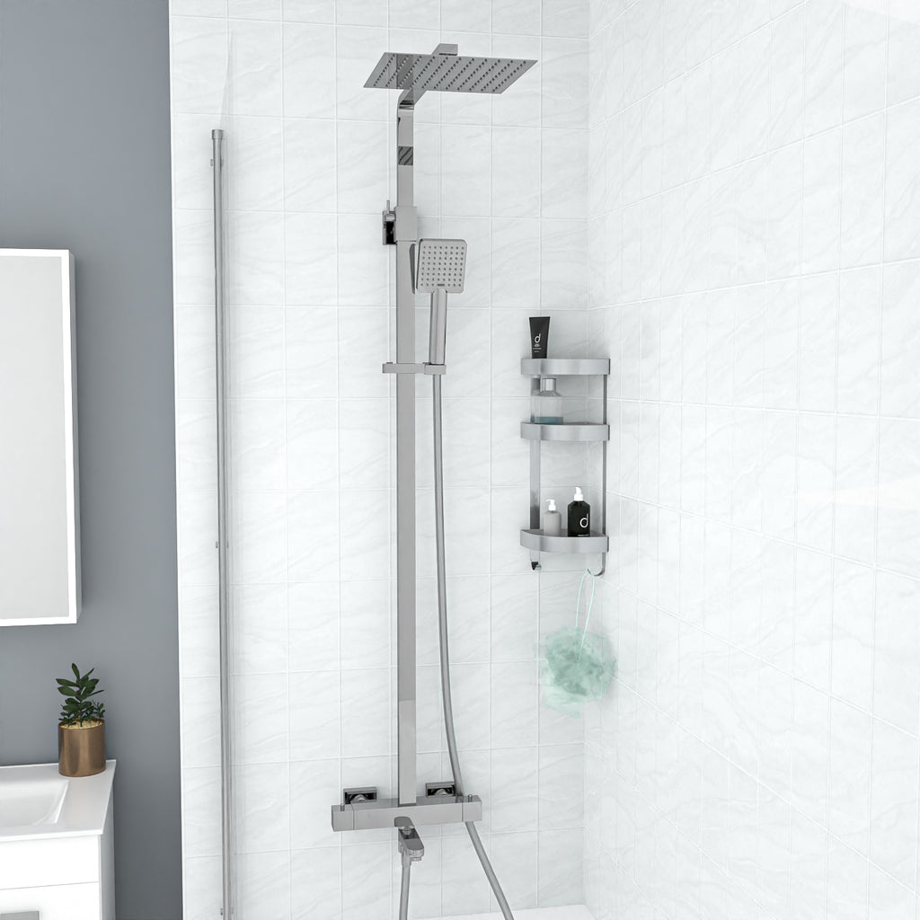 Shower Mixer Riser Square Exposed Thermostatic Dual Control Shower Mixer Riser Rail Kit