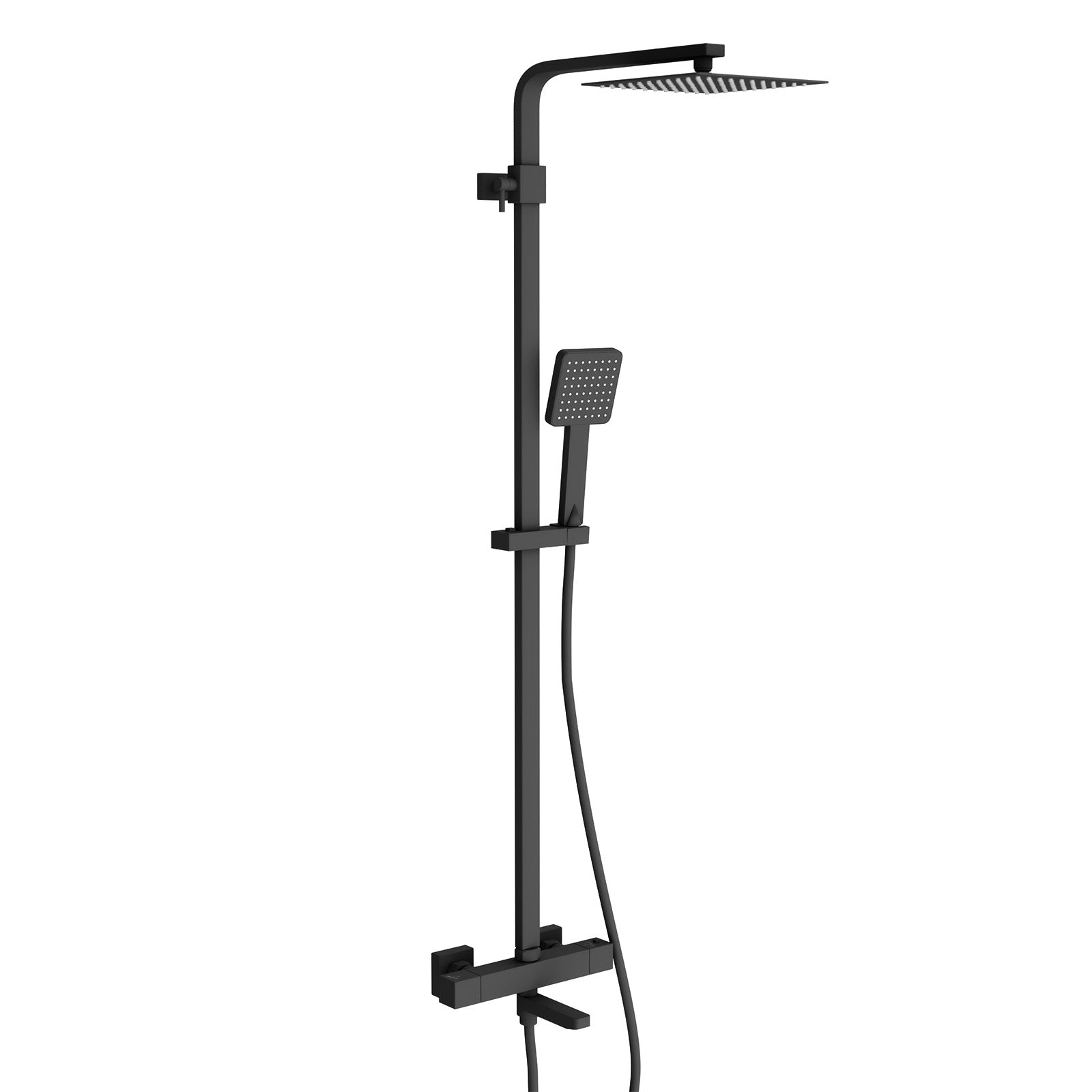 3 Way Exposed Thermostatic Shower Mixer Twin Head Valve - Matte Black