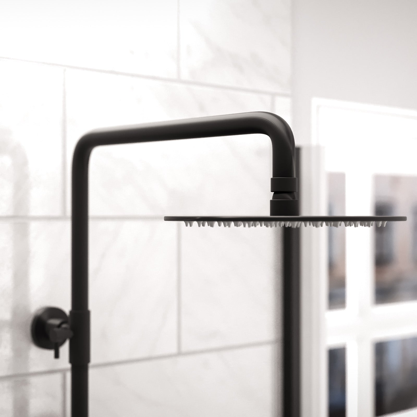 Round 3 Way Thermostatic Shower Kit with Bath Filler - Matte Black